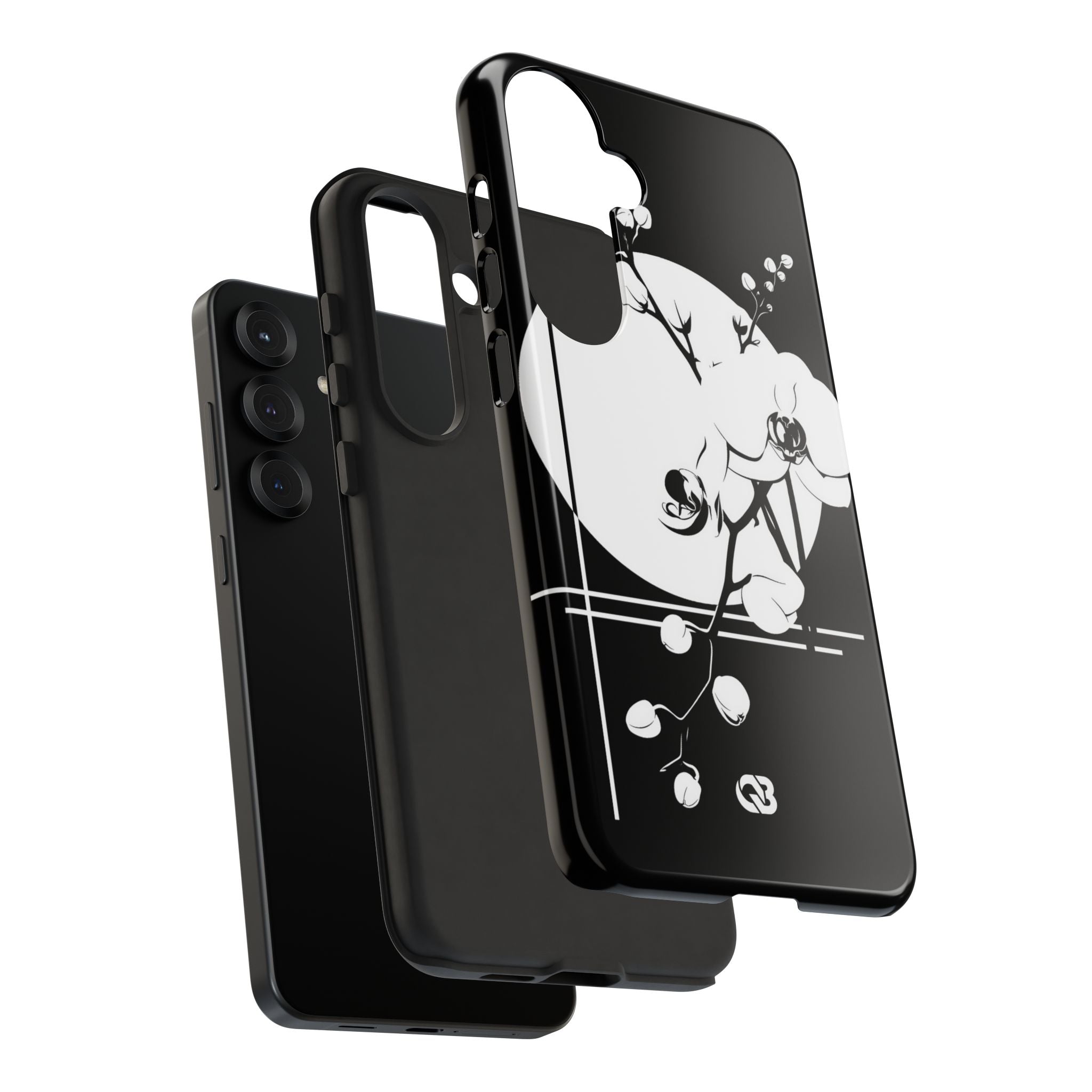 Black Tough Phone Case for Samsung - Lunar Orchid Grid