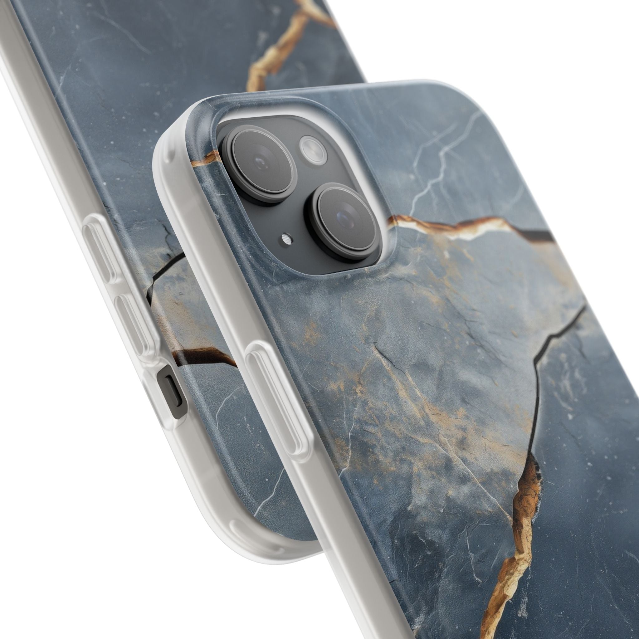 Jagged Vein Navy iPhone 15 Plus Case - Soft