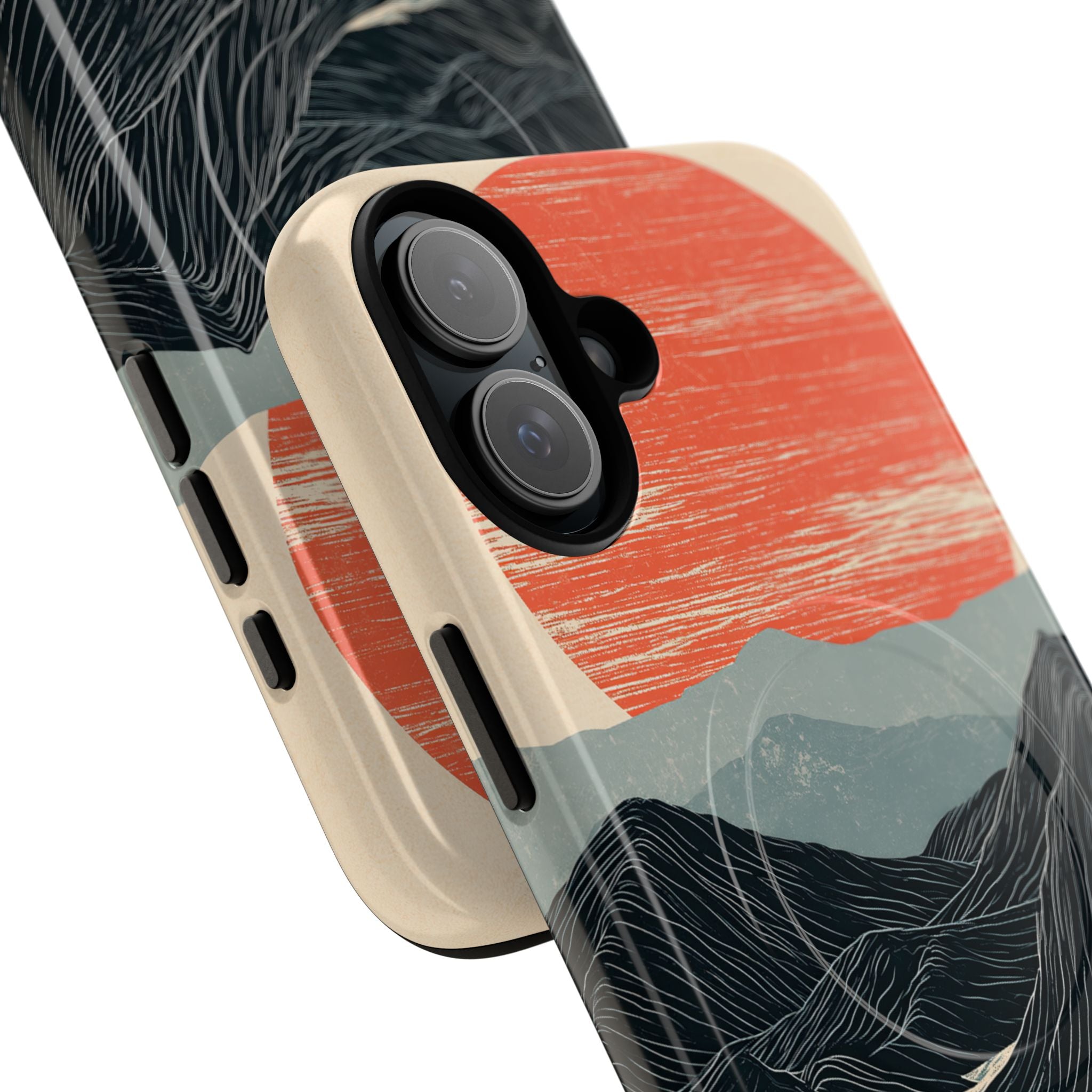 Beige Tough 2.0 Magsafe Phone Case for iPhone - Crimson Ridge Flow
