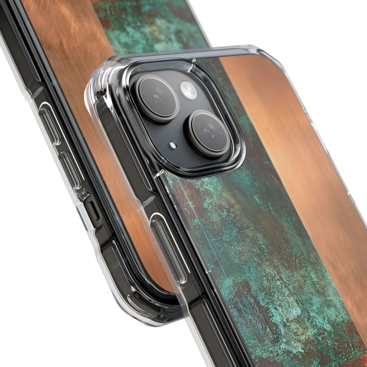 Teal Impact MagSafe Phone Case for iPhone - Verdigris Copper Slab