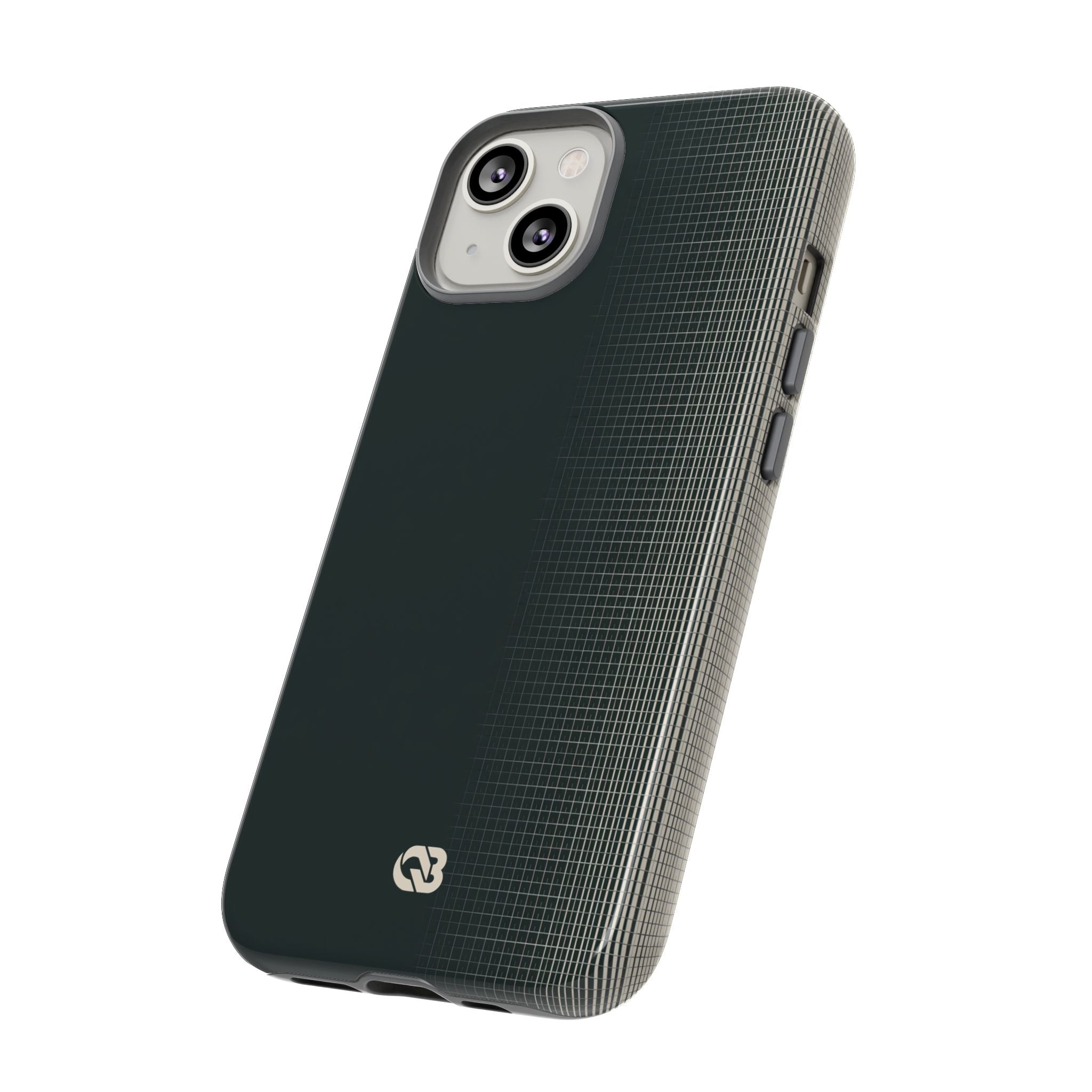 Grey Tough Phone Case for iPhone - Charcoal Tech Grid