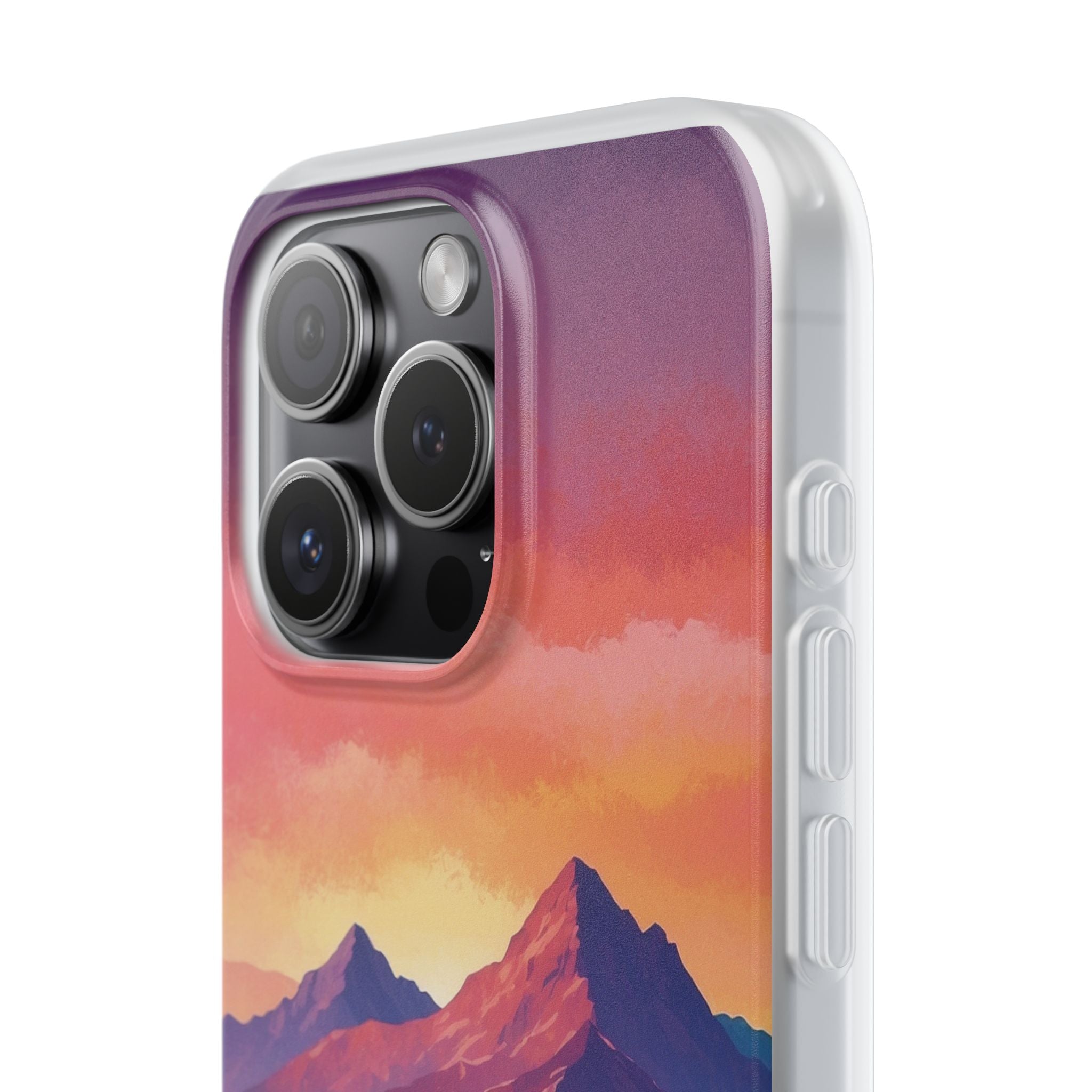 Crimson Mountain Dusk · Soft Custodia per iPhone