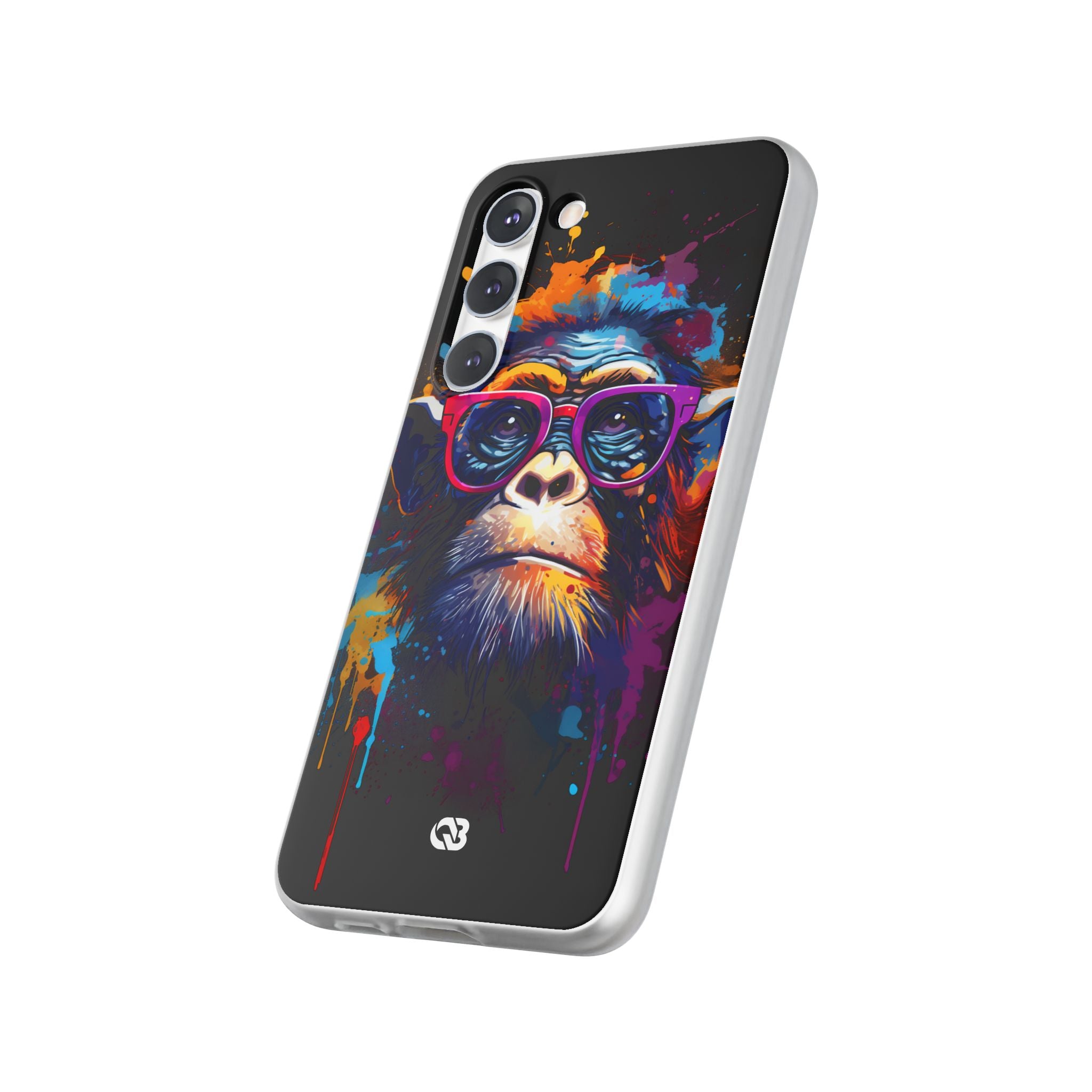 Neon Splatter Primate · Soft Telefoncover til Samsung