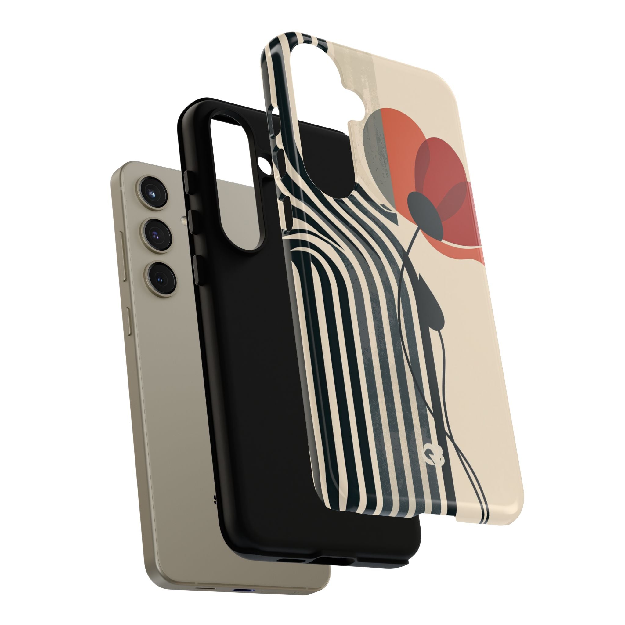 Beige Tough Phone Case for Samsung - Crimson Line Bloom