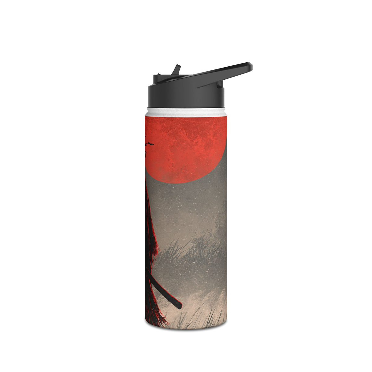 Crimson Moon Ronin · Insulated Water Bottle · Black