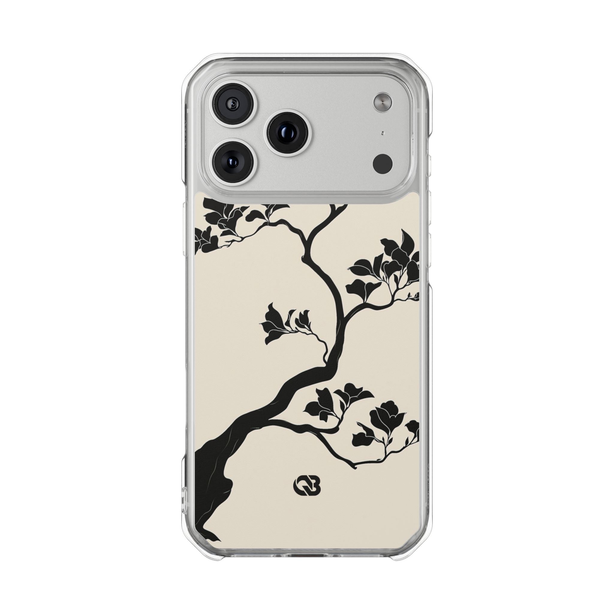 Beige Impact MagSafe Phone Case for iPhone - Obsidian Bonsai Silhouette