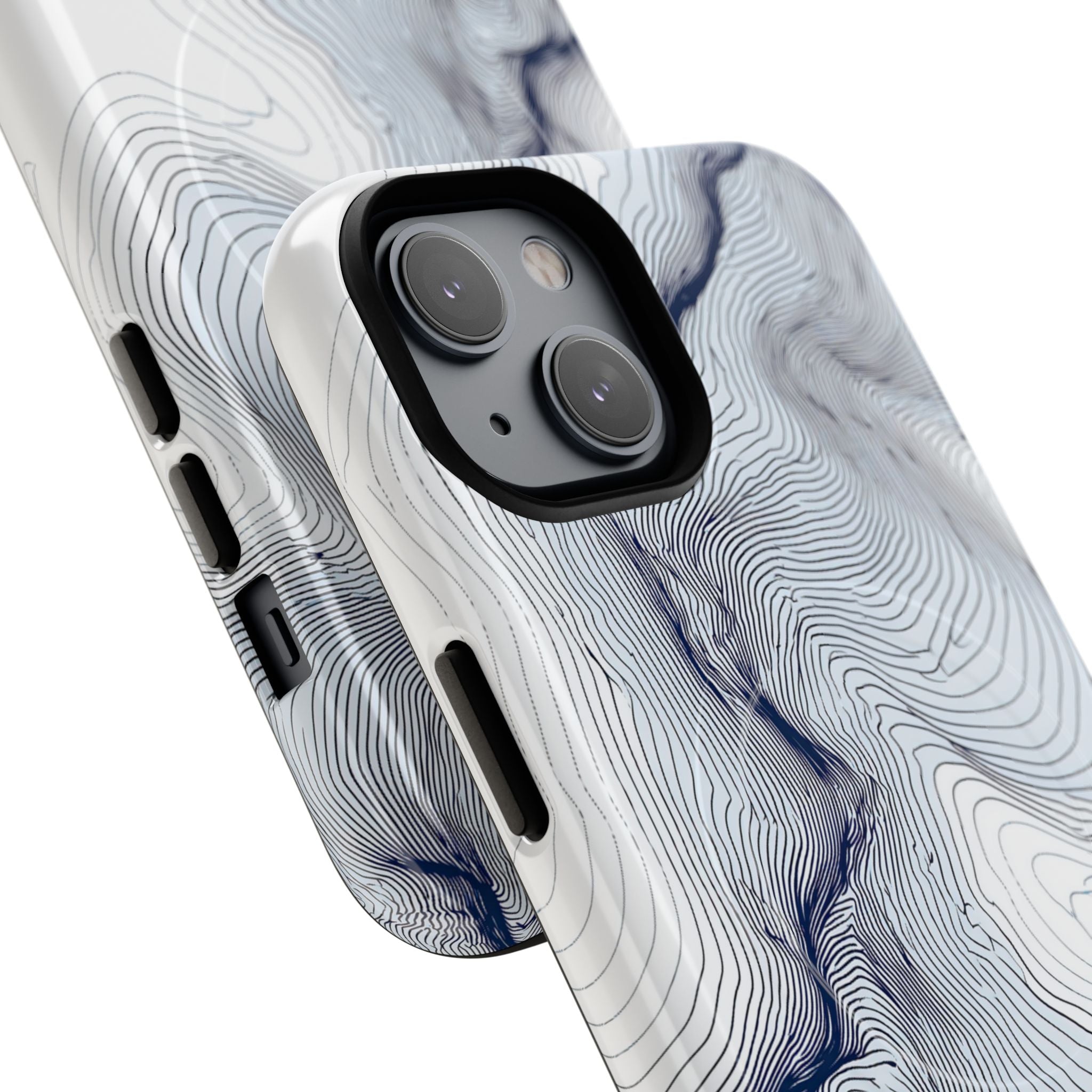White Tough 2.0 Magsafe Phone Case for iPhone - Nordic Ridge Topo