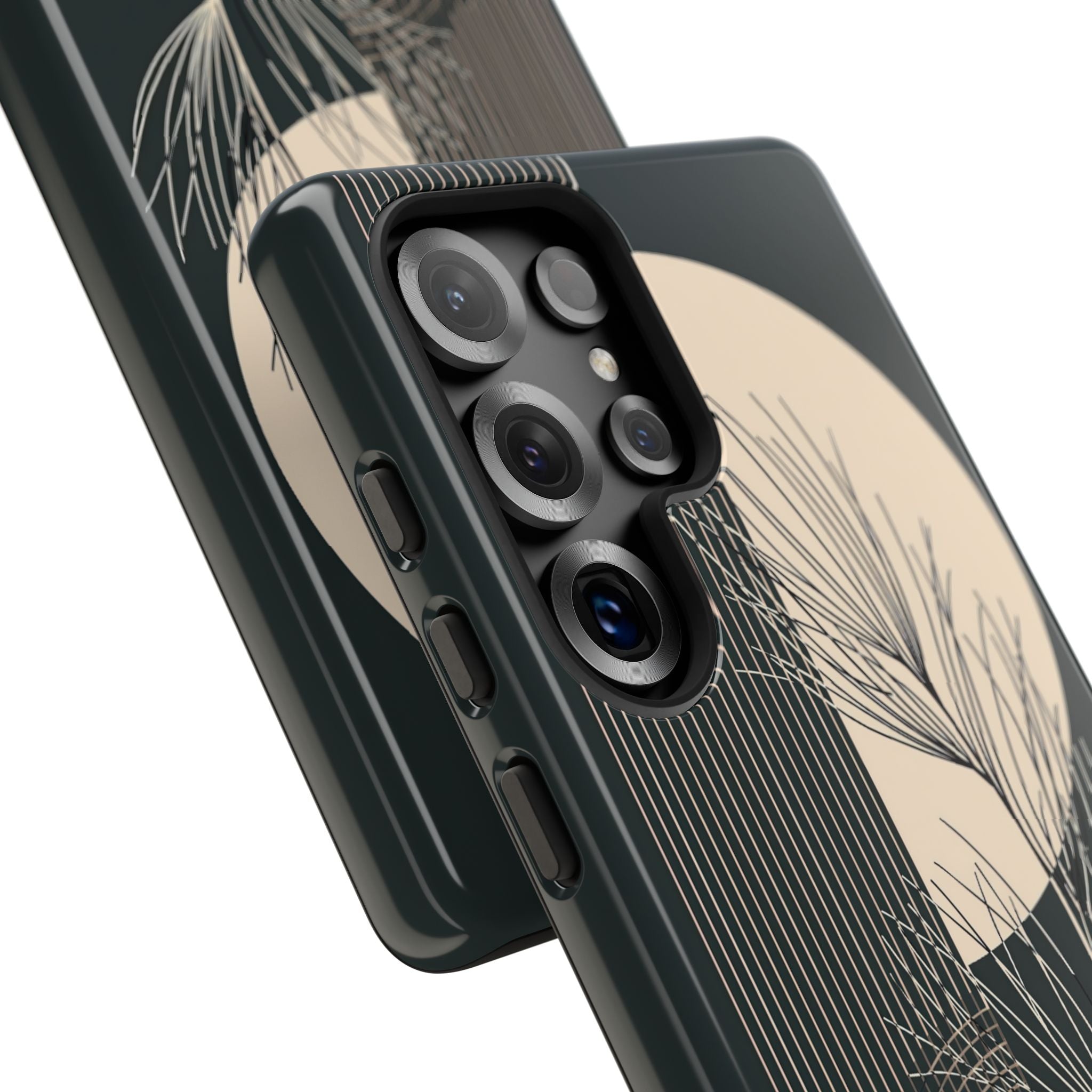 Black Tough Phone Case for Samsung - Obsidian Sand Willow
