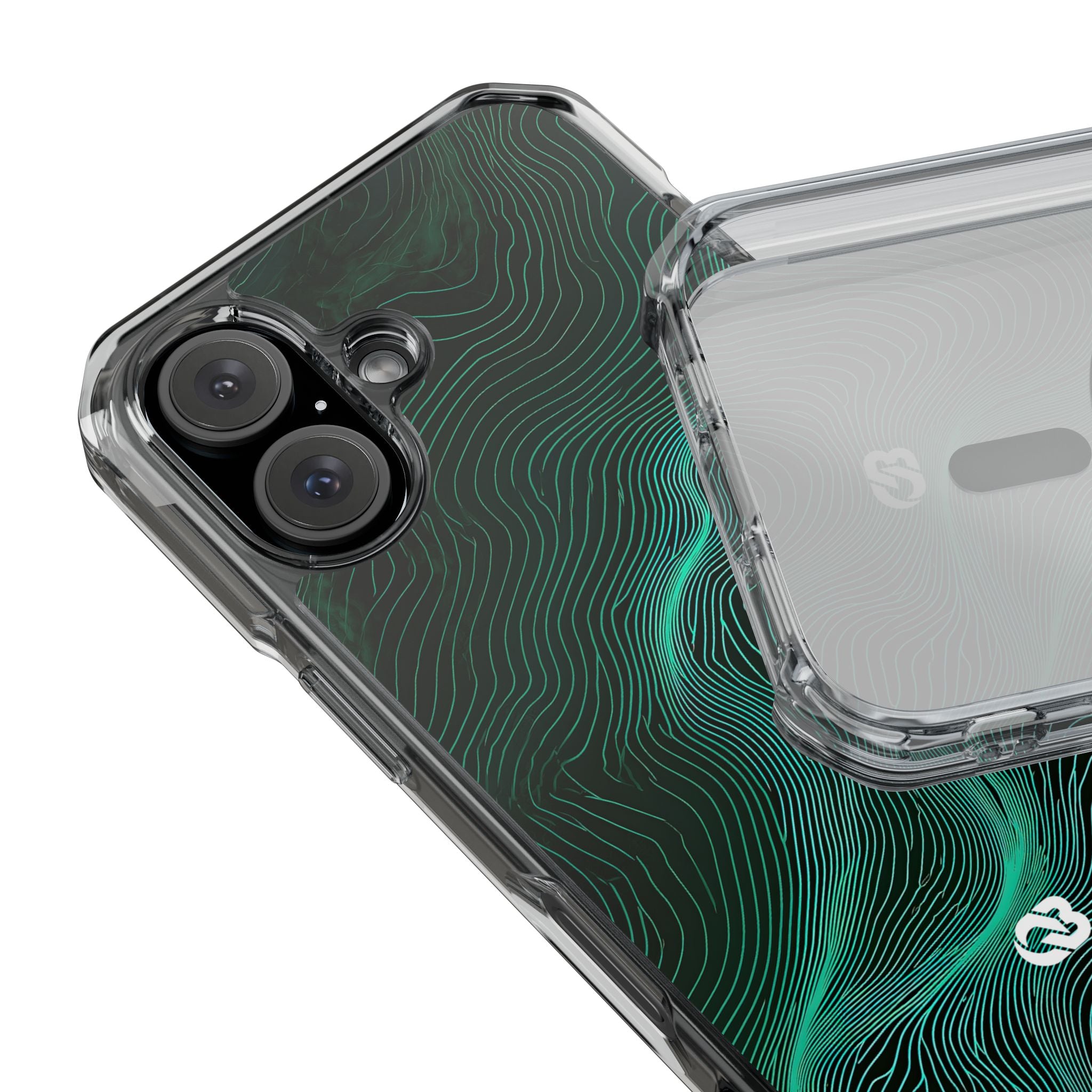 Teal Impact MagSafe Phone Case for iPhone - Neon Jade Contour