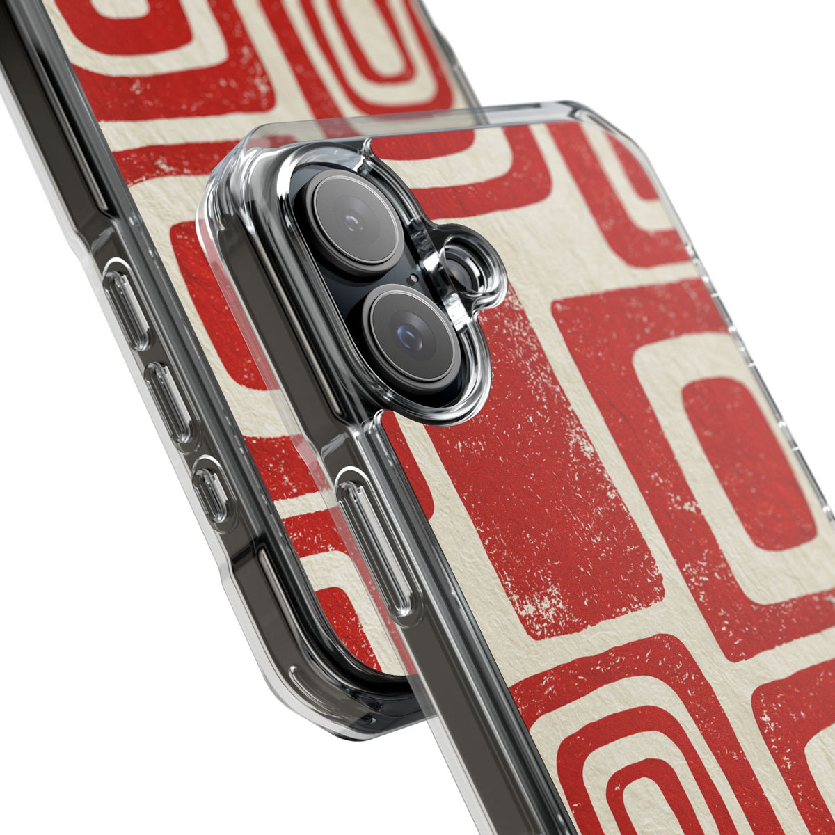 Vermilion Block Motif · Clear Impact Magnetic Phone Case for iPhone · Red