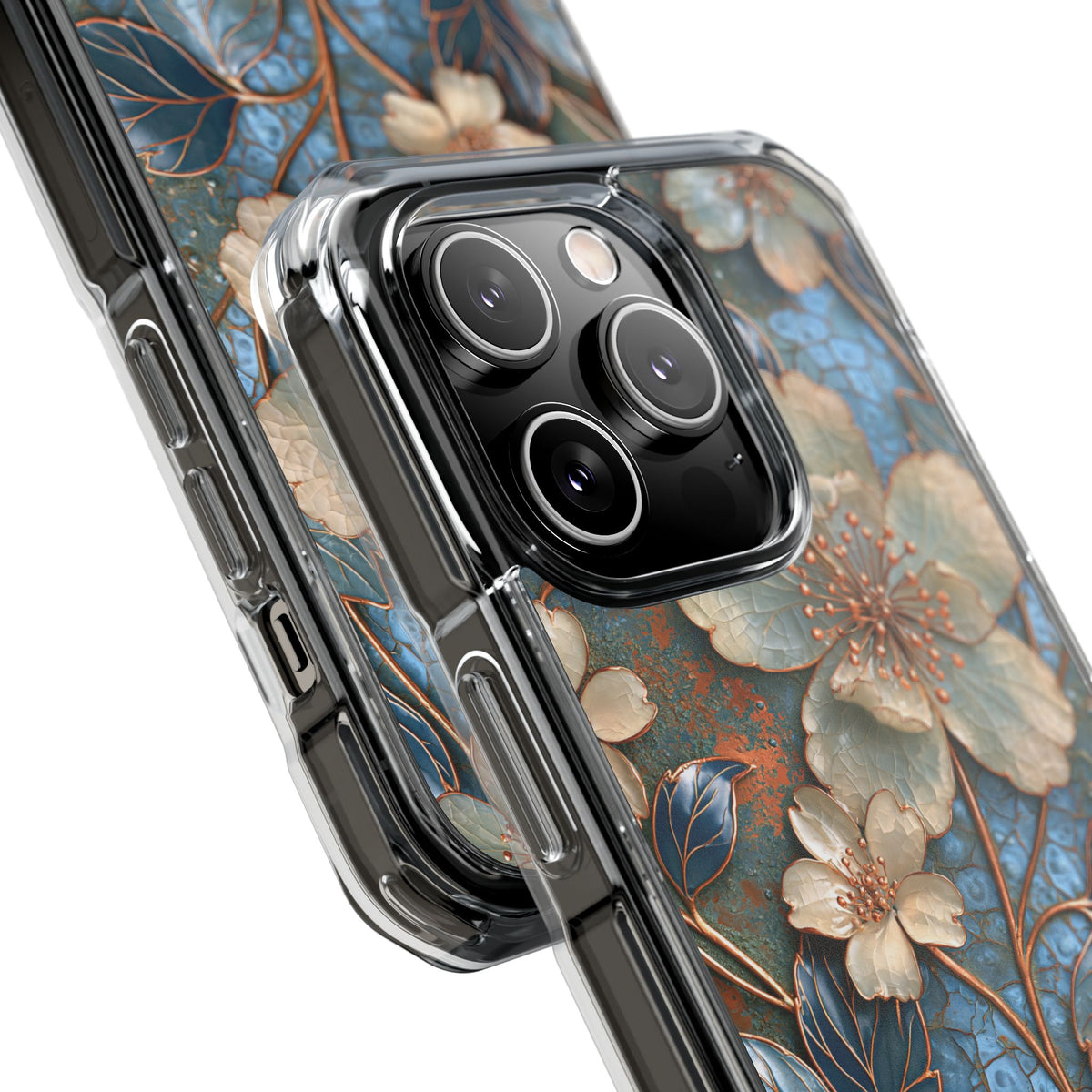 Gilded Blossom Reverie · Clear Impact Magnetic Phone Case for iPhone · Teal