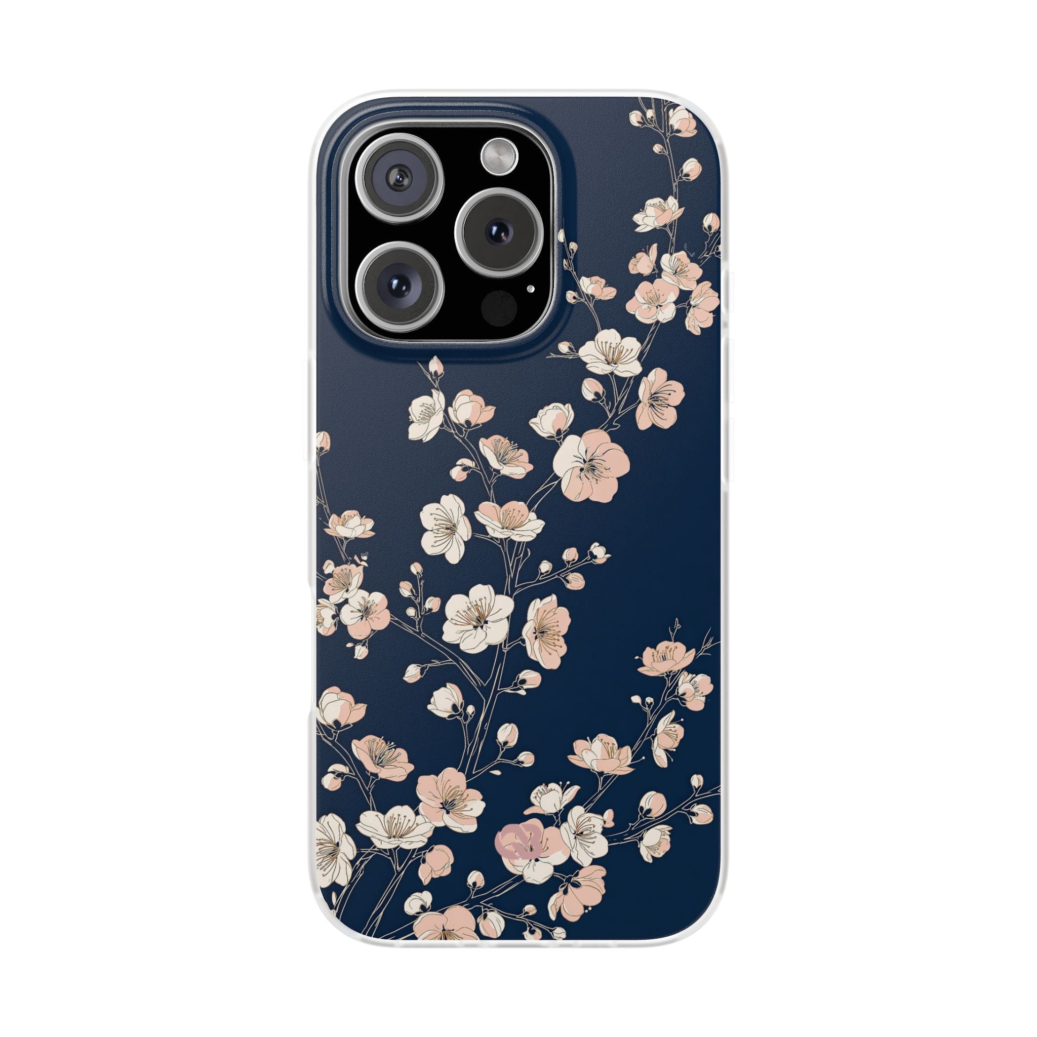 Blue Lite Phone Case for iPhone - Midnight Peach Sakura