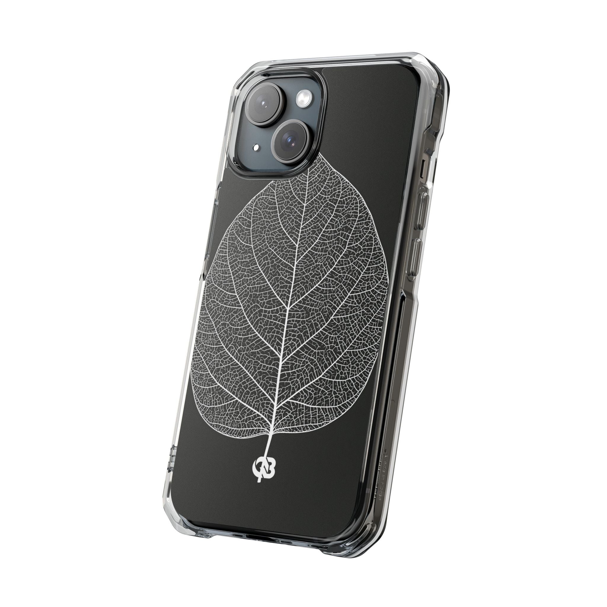Black Impact MagSafe Phone Case for iPhone - Bleached Leaf Lattice