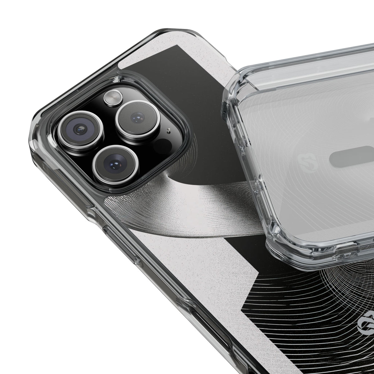 Grey Impact MagSafe Phone Case for iPhone - Obsidian Moiré Wave