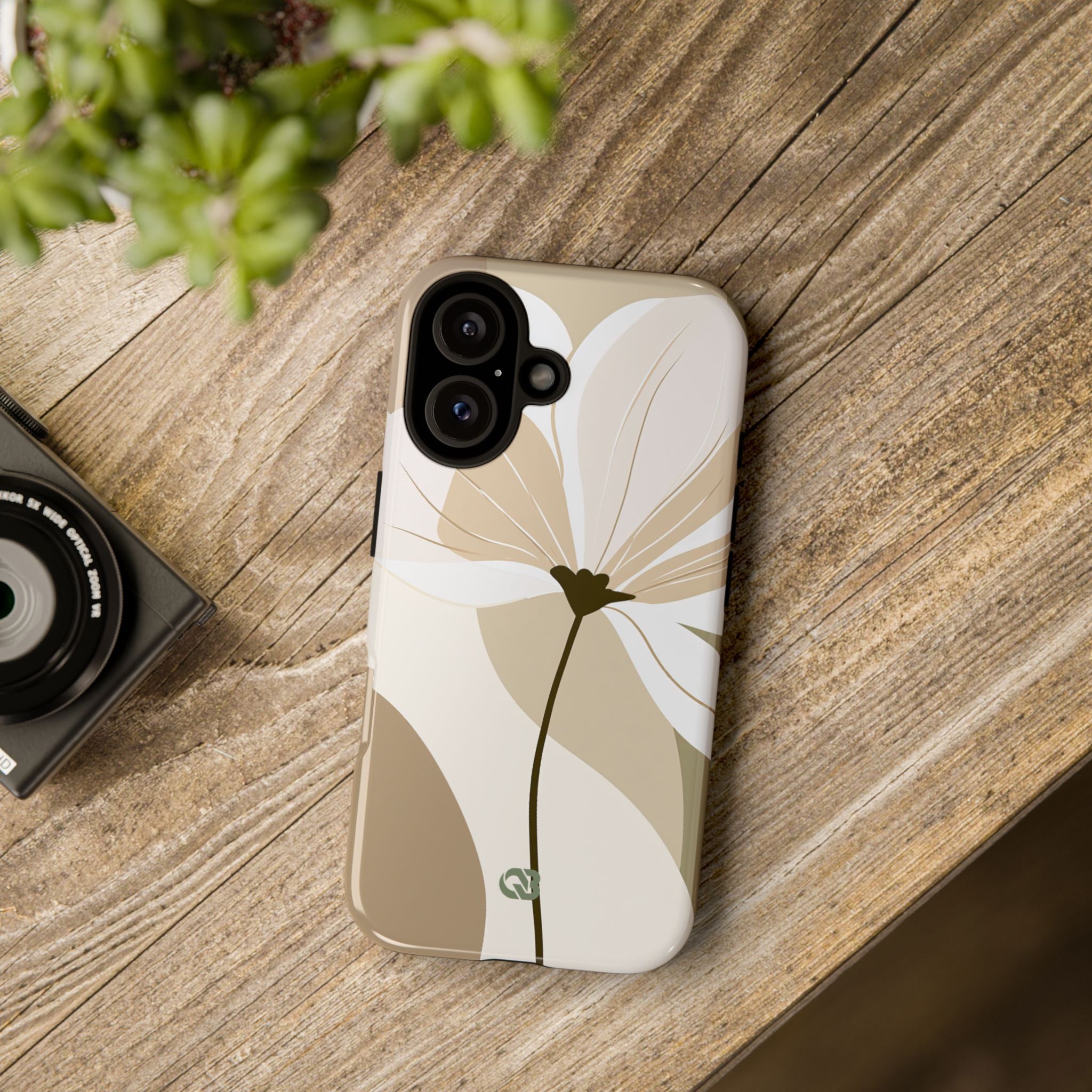 Beige Tough Phone Case for iPhone - Sage Linen Magnolia