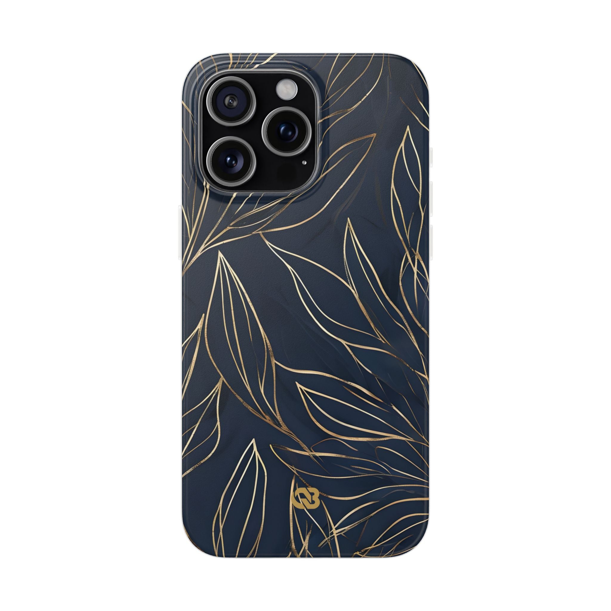 Gilded Navy Foliage · Soft Phone Case for iPhone