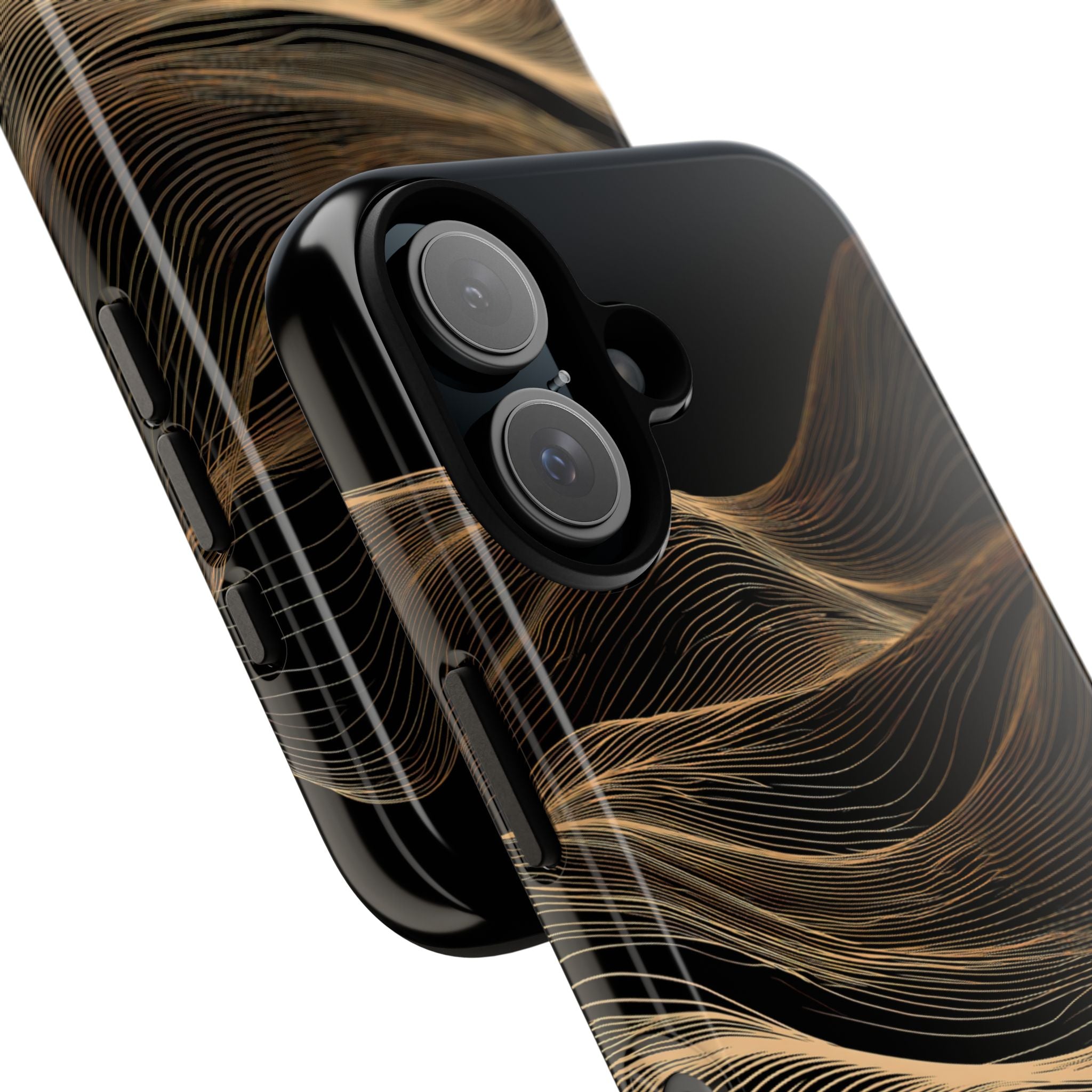 Black Tough Phone Case for iPhone - Copper Topo Ridge