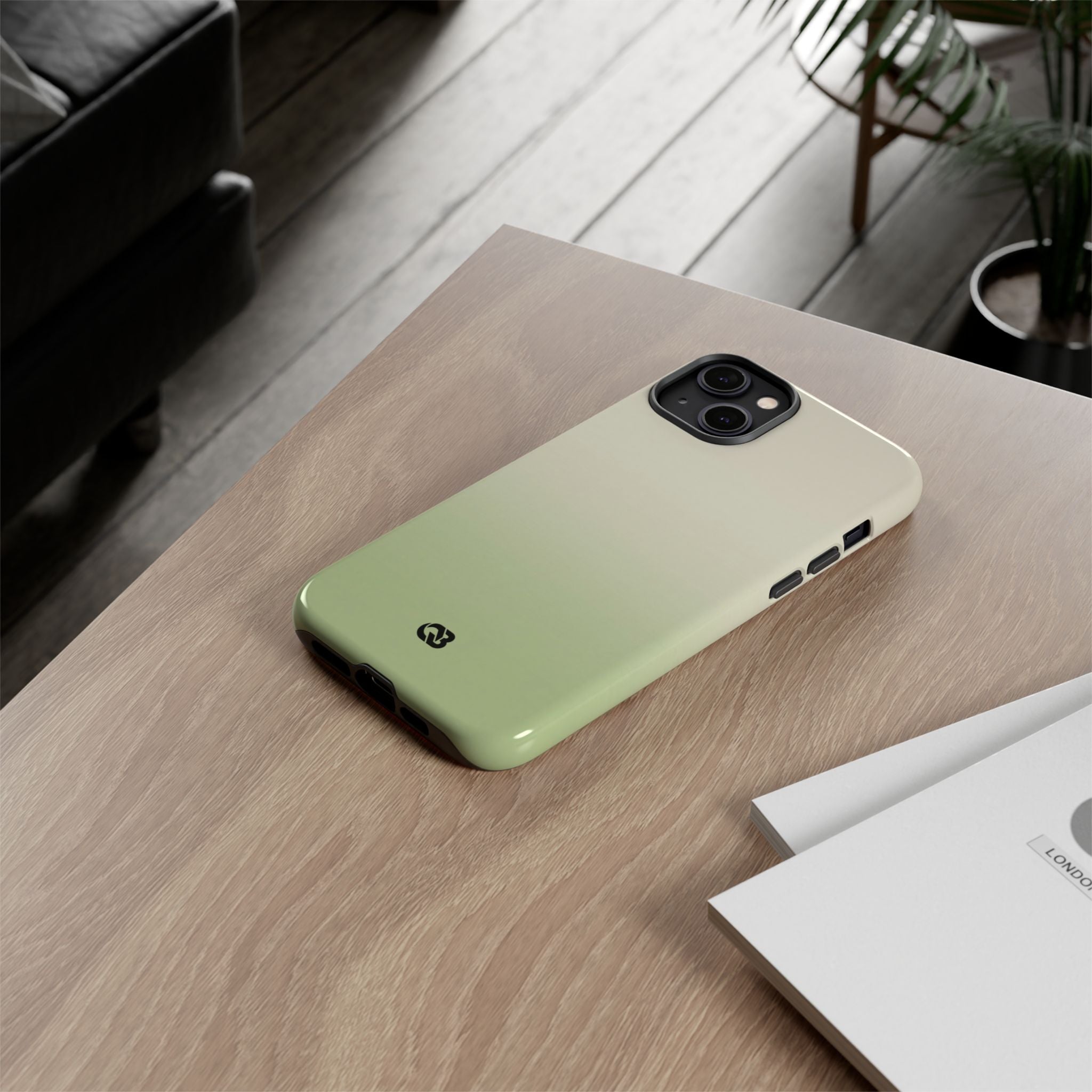 Green Tough Phone Case for iPhone - Bone Sage Fade