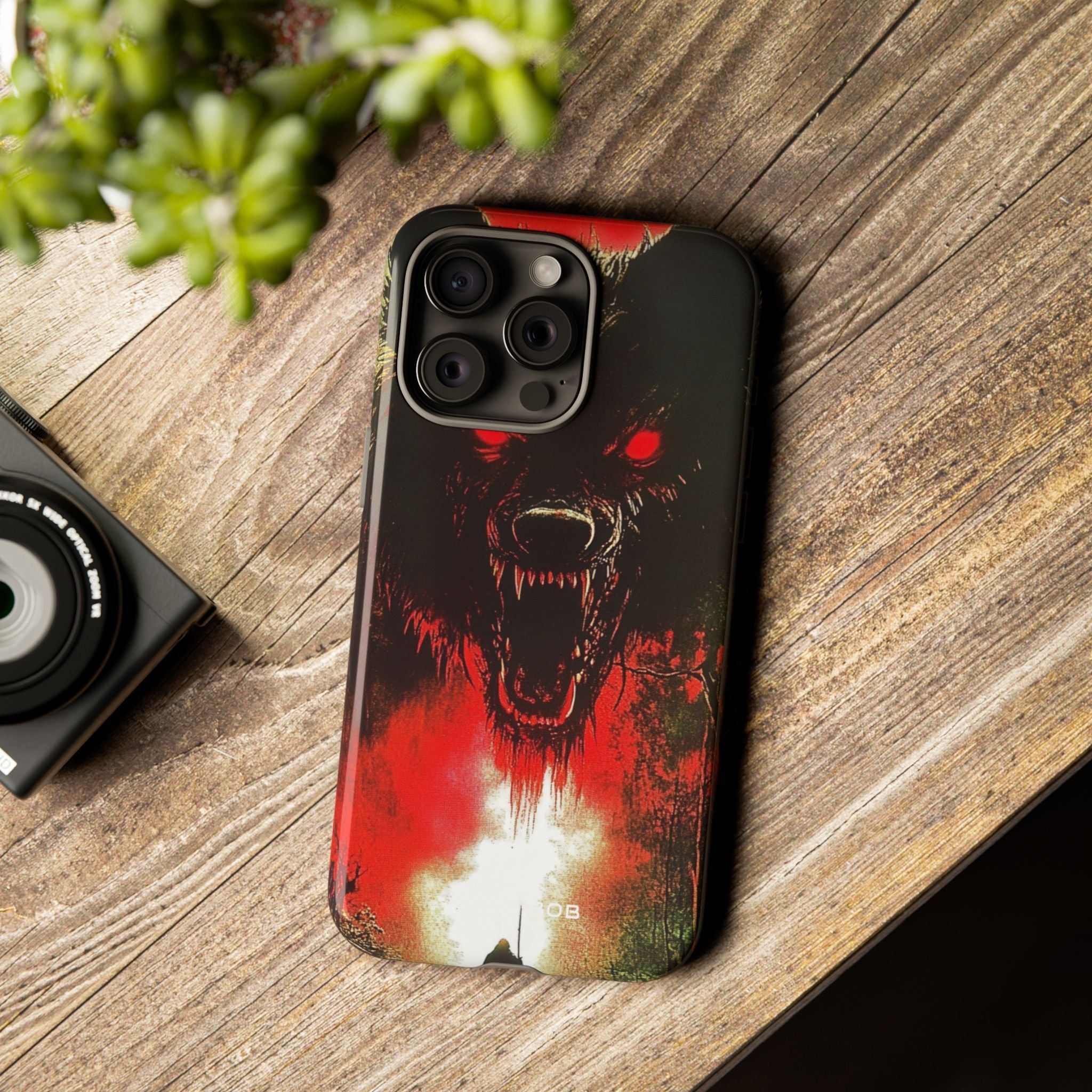 Crimson Wolf iPhone 15 Pro Max Case - Tough