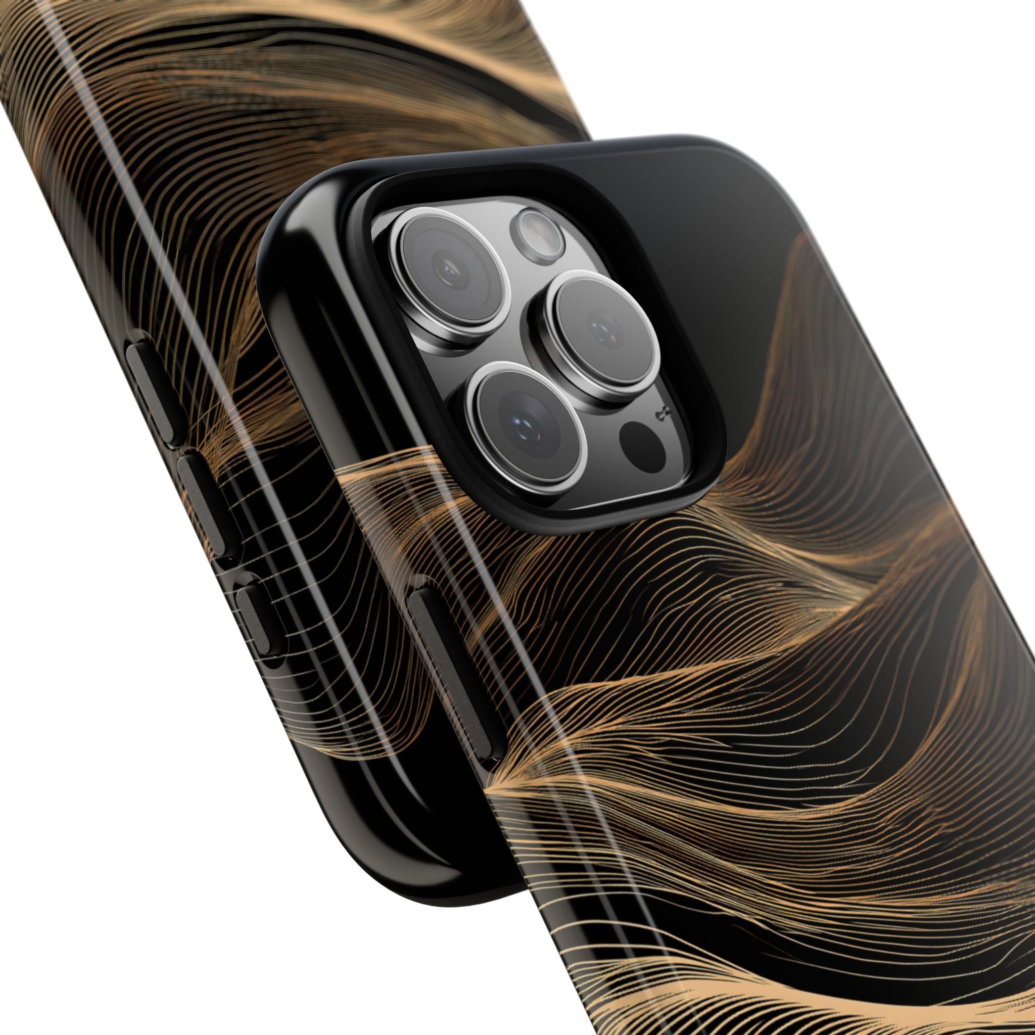 Black Tough Phone Case for iPhone - Copper Topo Ridge