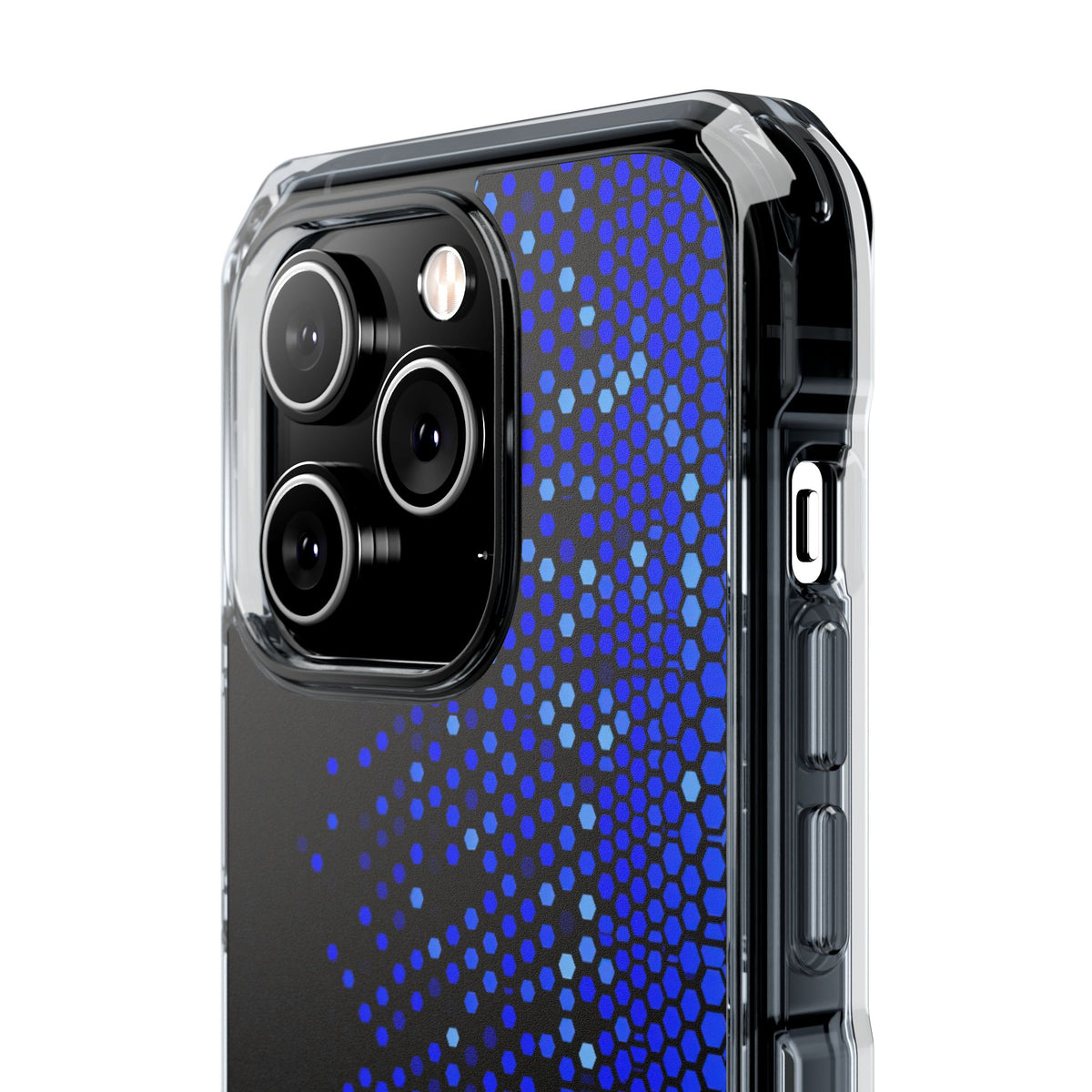 Cobalt Hex Dispersion · Clear Impact Magnetic Phone Case for iPhone · Blue