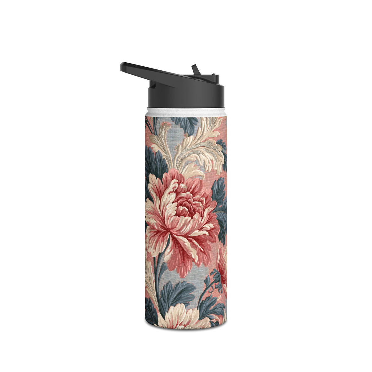 Blush Peony Jacquard · Insulated Water Bottle · Pink