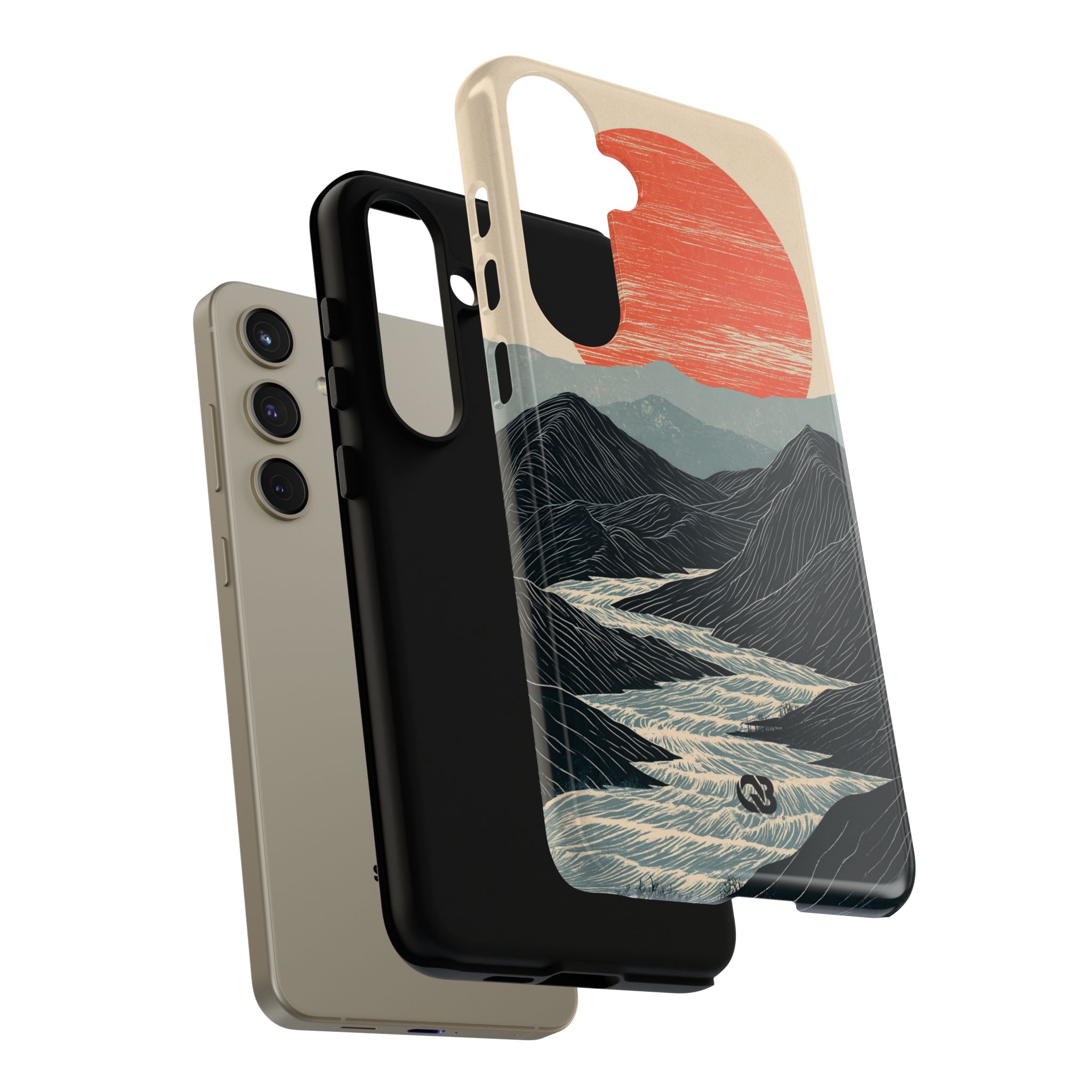 Beige Tough Phone Case for Samsung - Crimson Ridge Flow