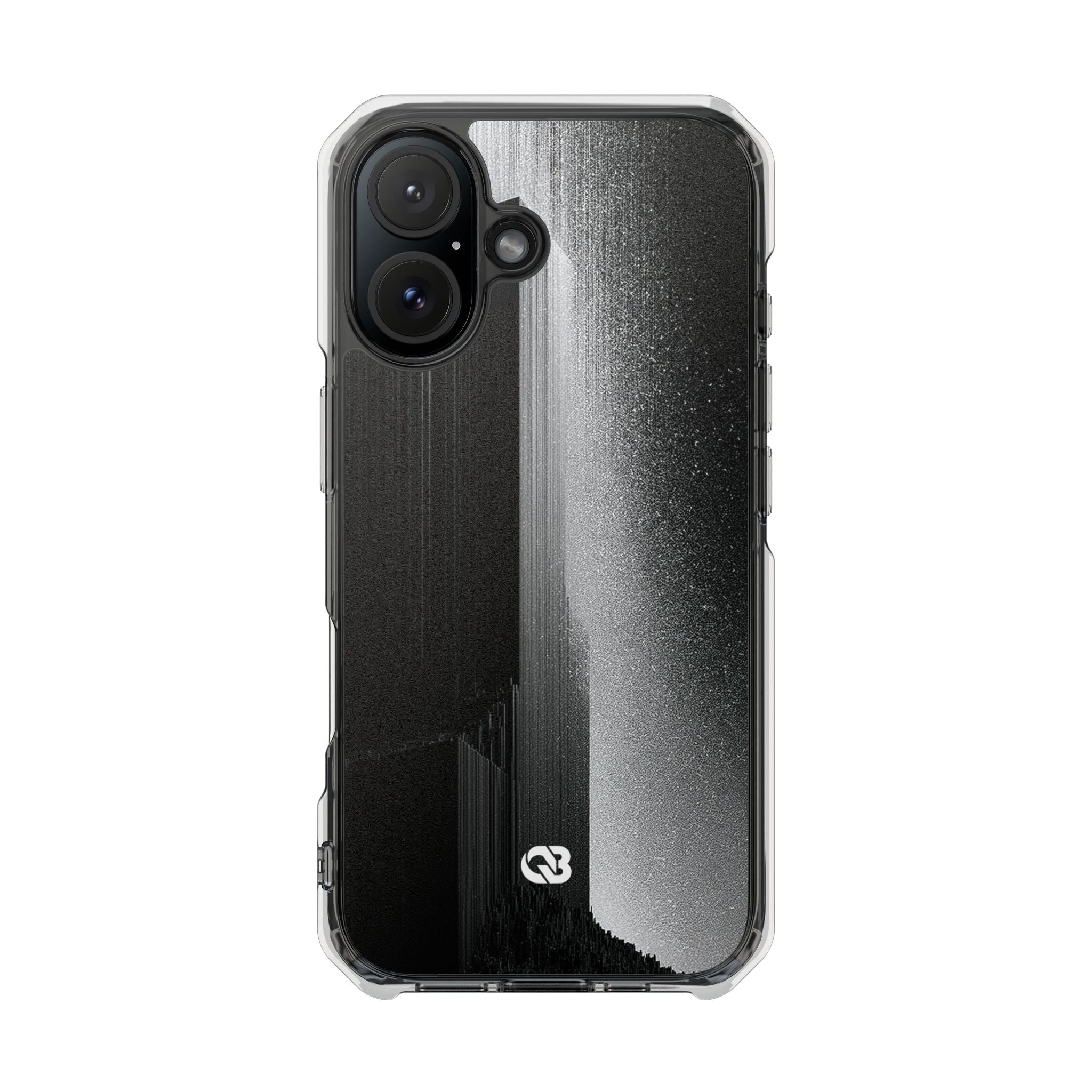Black Impact MagSafe Phone Case for iPhone - Brutalist Pixel Monolith