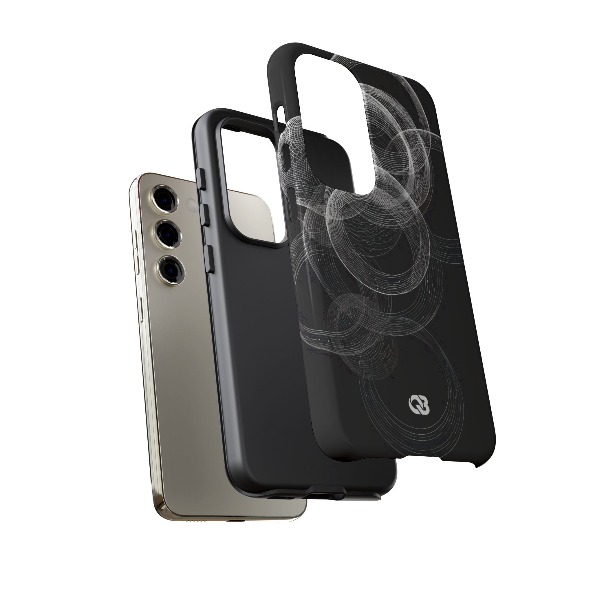 Black Tough Phone Case for Samsung - Kinetic Wireframe Orbit