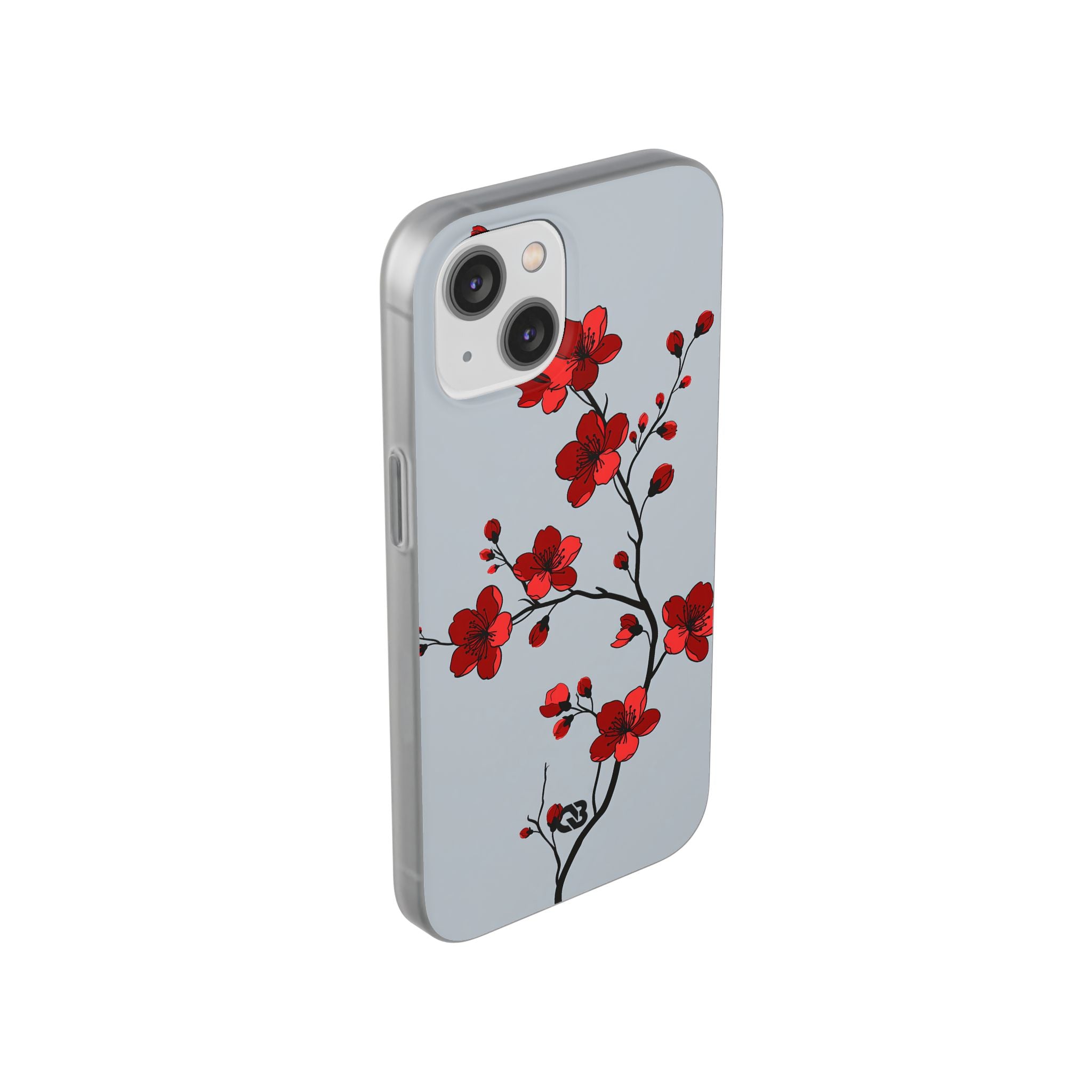 Grey Lite Phone Case for iPhone - Crimson Blossom Onyx