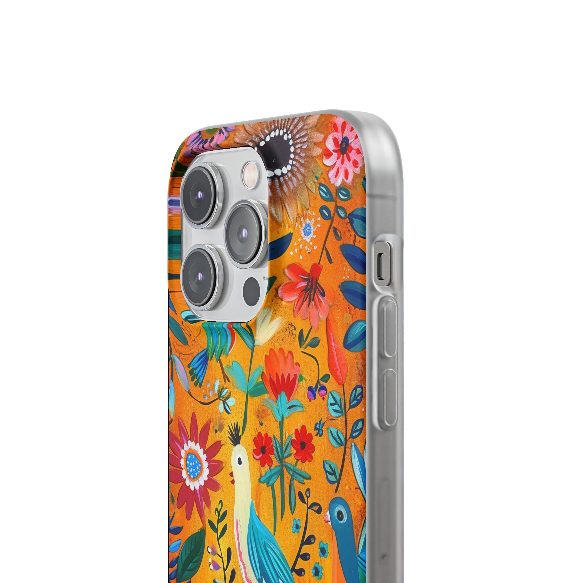 Bunte Vögel Blühen iPhone 14 Pro Case - Soft