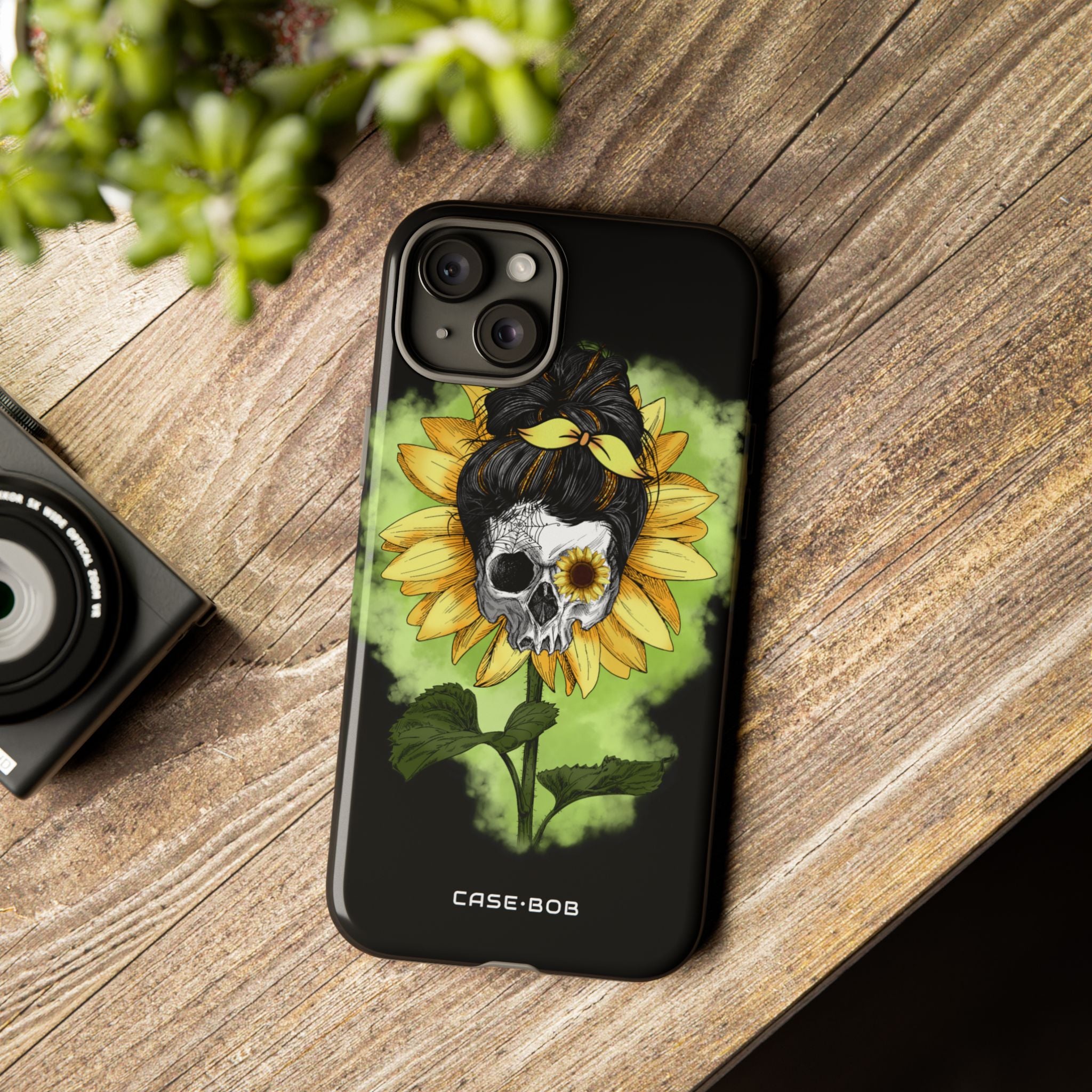 Sunflower Skull iPhone 15 Plus Case - Tough