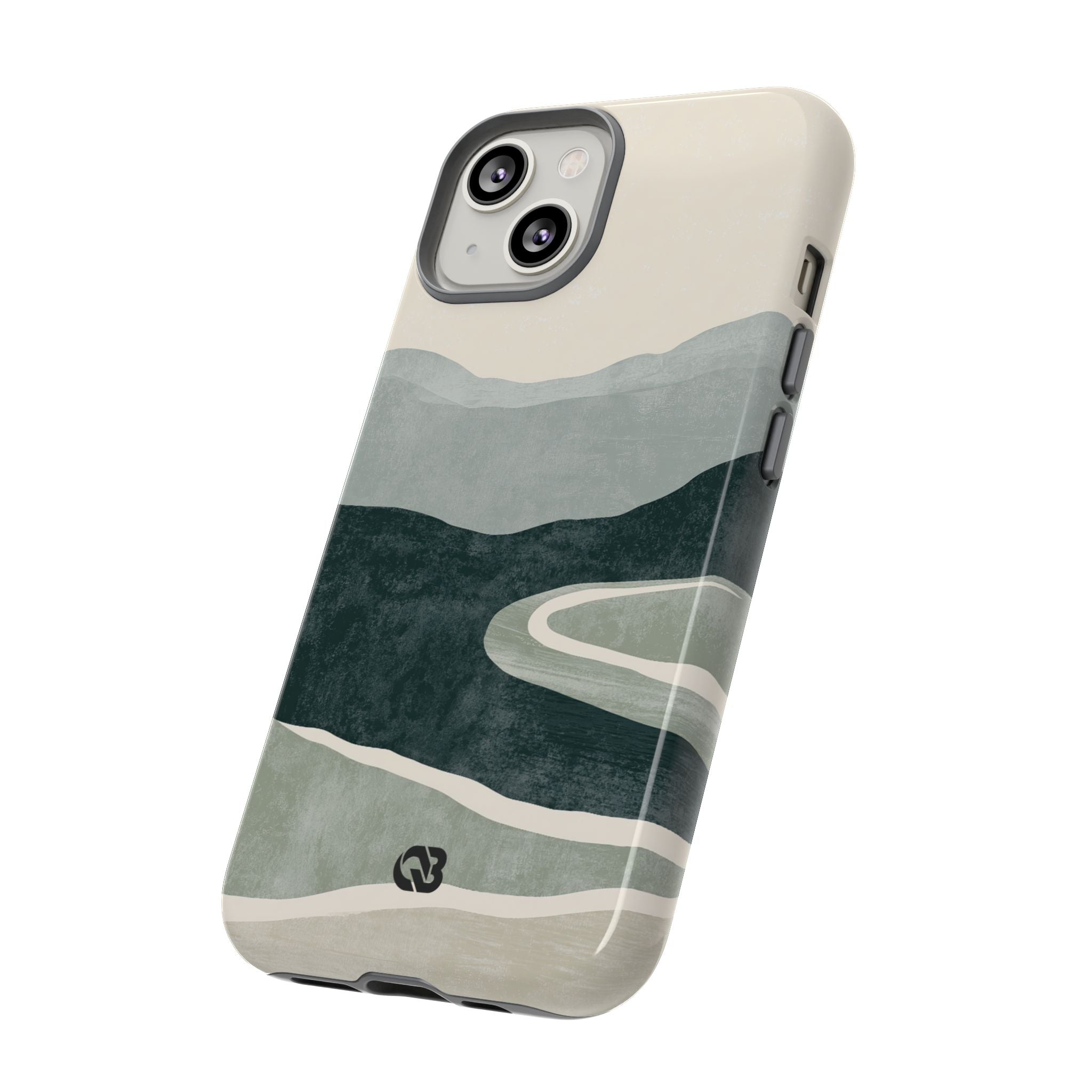 Green Tough Phone Case for iPhone - Misty Sage Valley