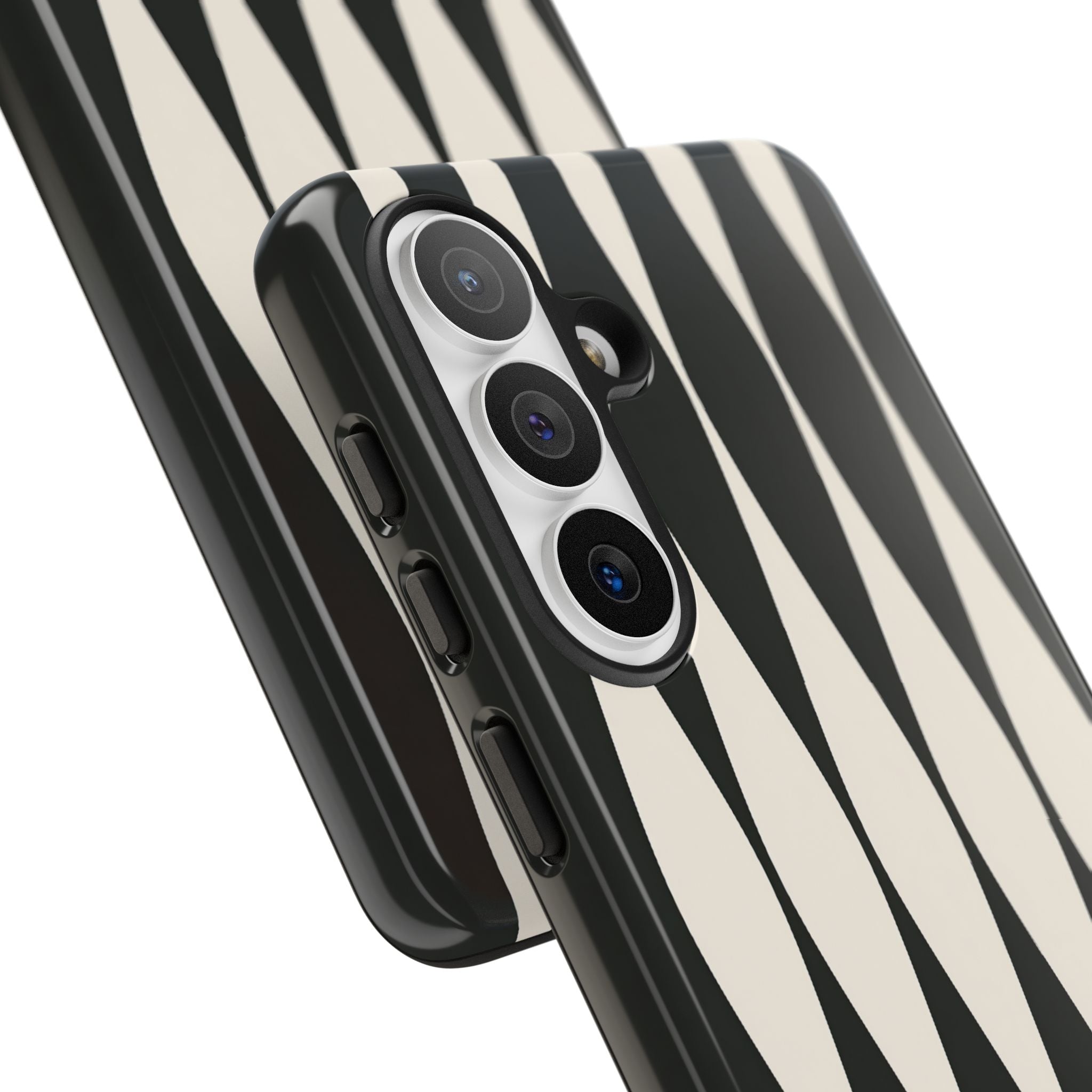 Black Tough Phone Case for Samsung - Ivory Spindle Grid