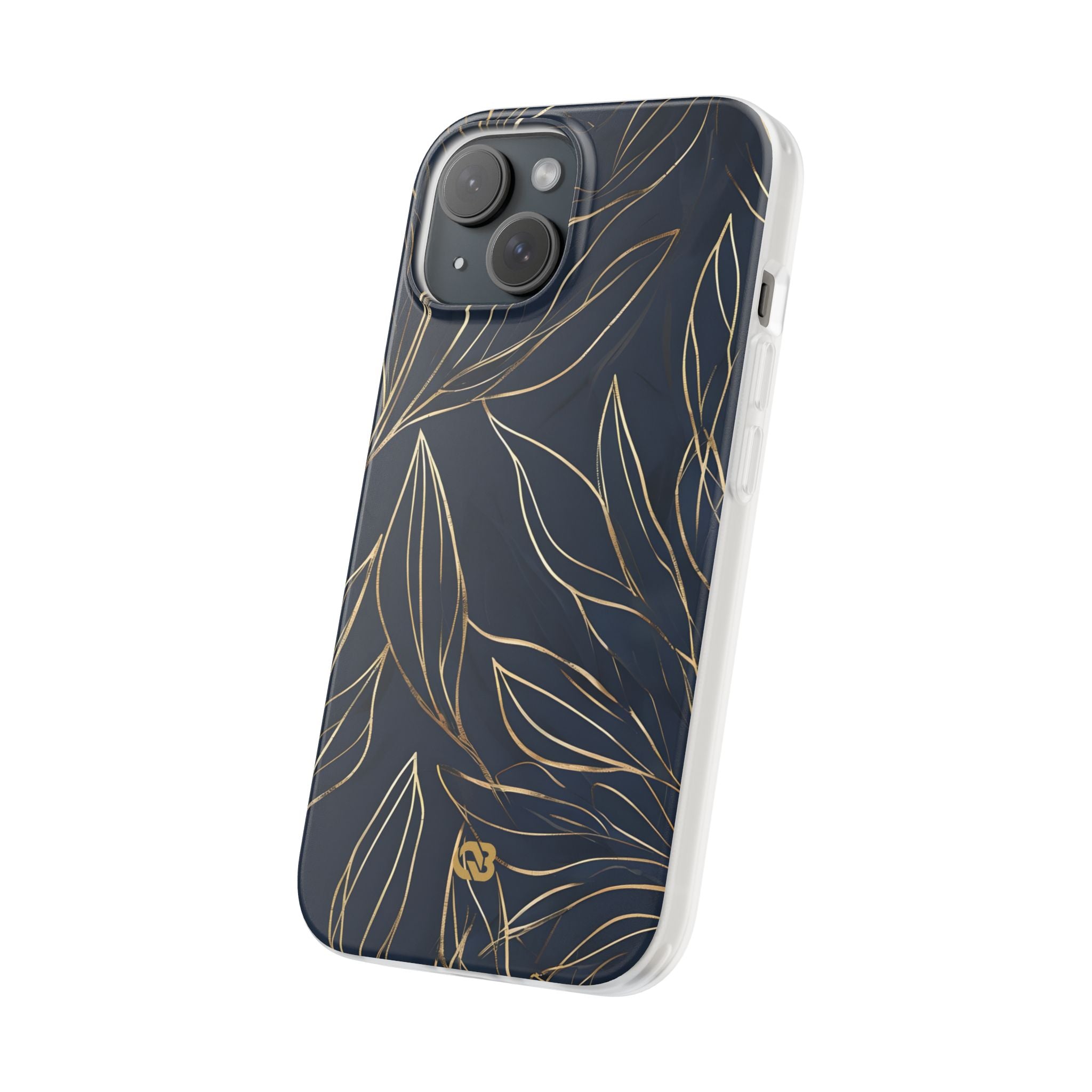 Gilded Navy Foliage · Soft Phone Case for iPhone