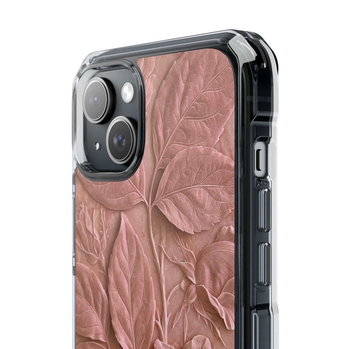 Blush Rose Relief · Clear Impact Magnetic Phone Case for iPhone · Pink