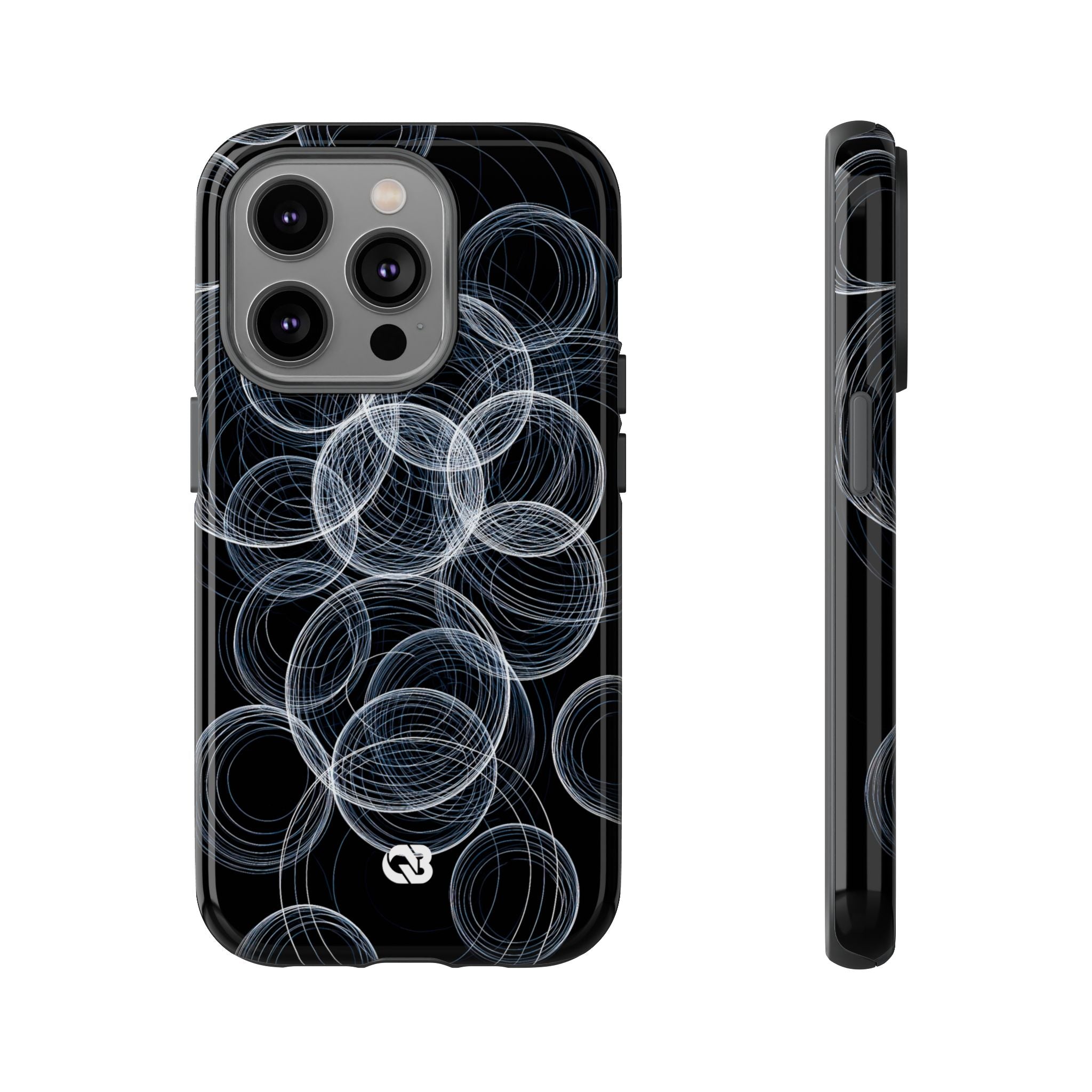 Black Tough Phone Case for iPhone - Frosted Ring Matrix