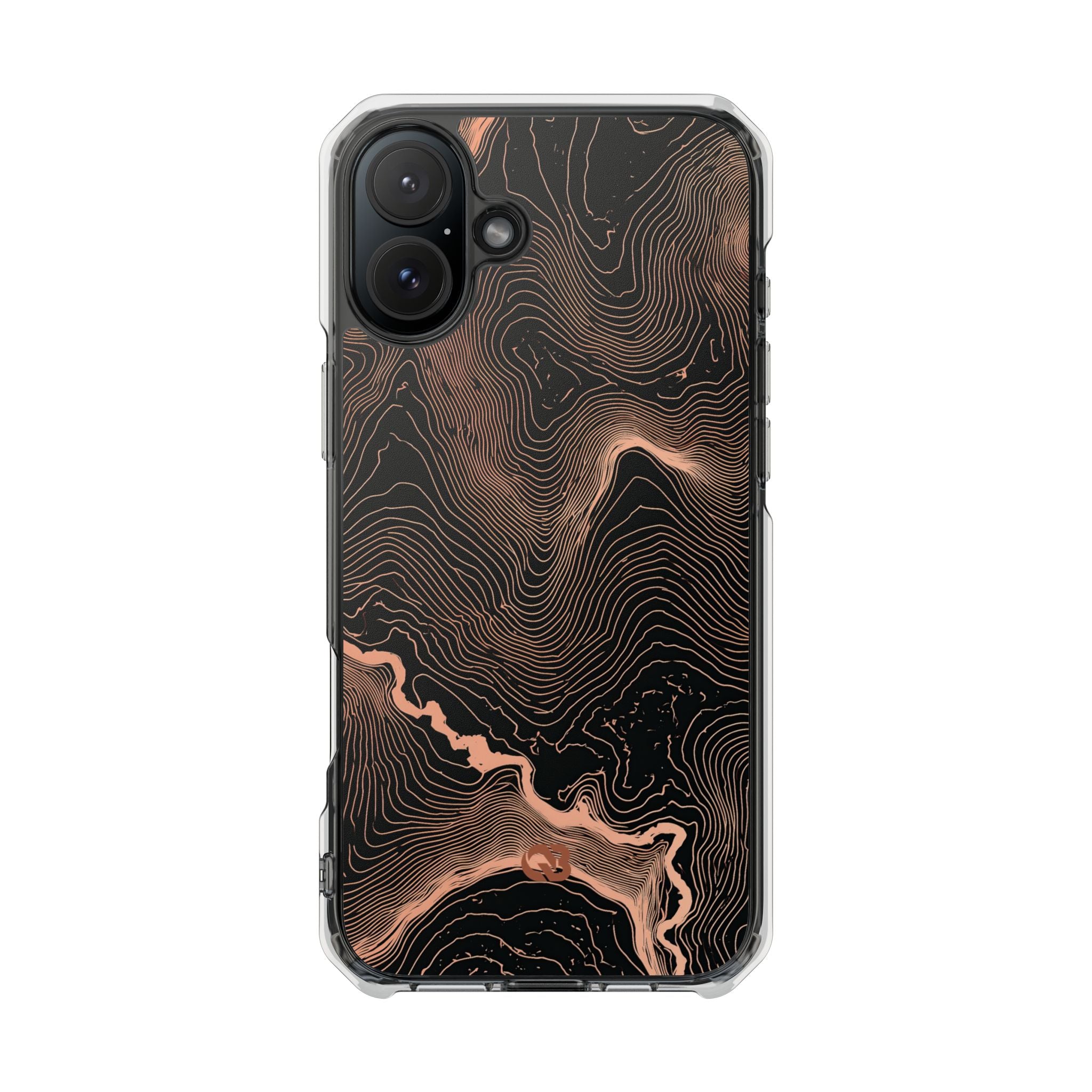 Orange Impact MagSafe Phone Case for iPhone - Salmon Ridge Topo