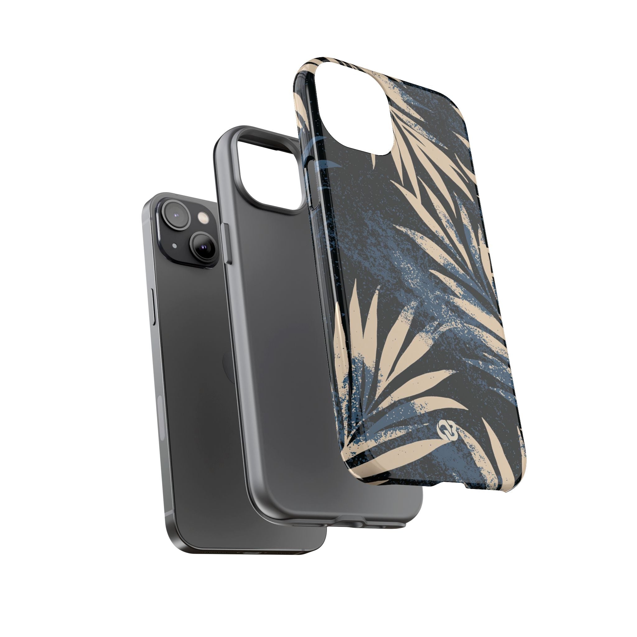Blue Tough Phone Case for iPhone - Midnight Indigo Palm
