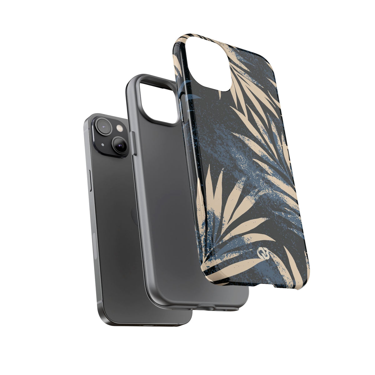 Blue Tough Phone Case for iPhone - Indigo Sandstone Palm