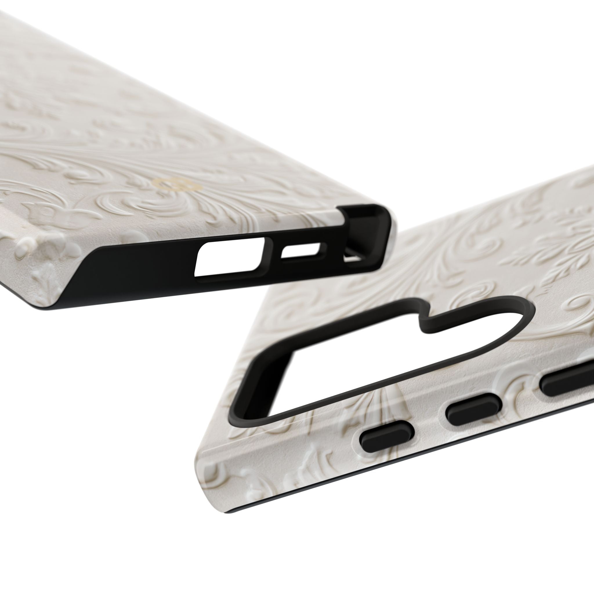 White Tough Phone Case for Samsung - Alabaster Floral Relief