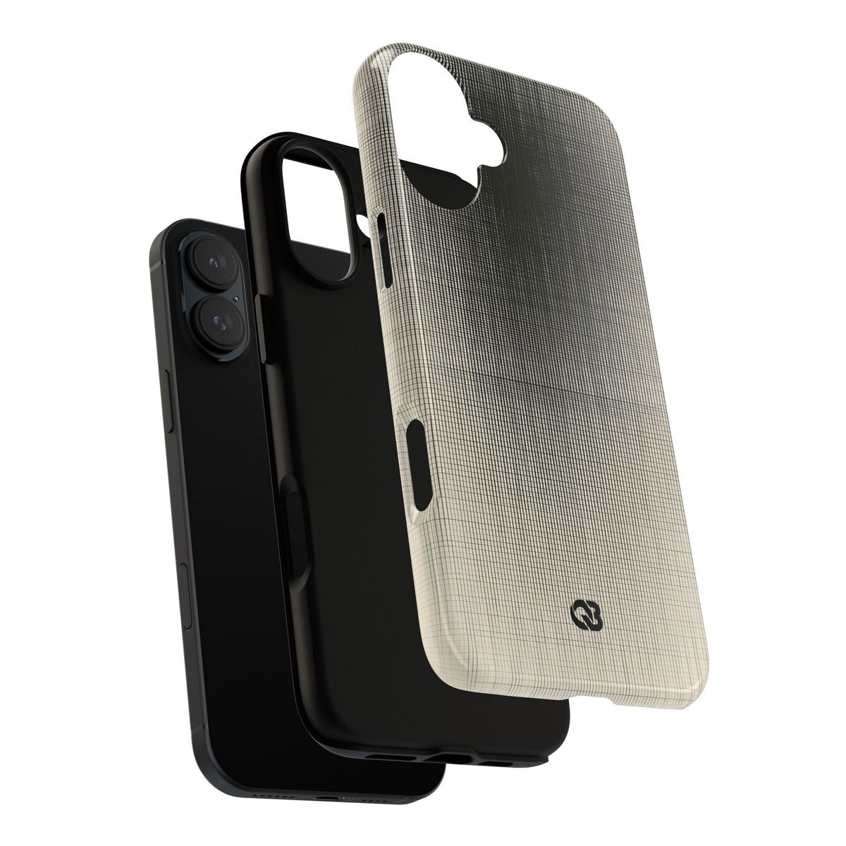 Beige Tough Phone Case for iPhone - Carbon Screen Grid