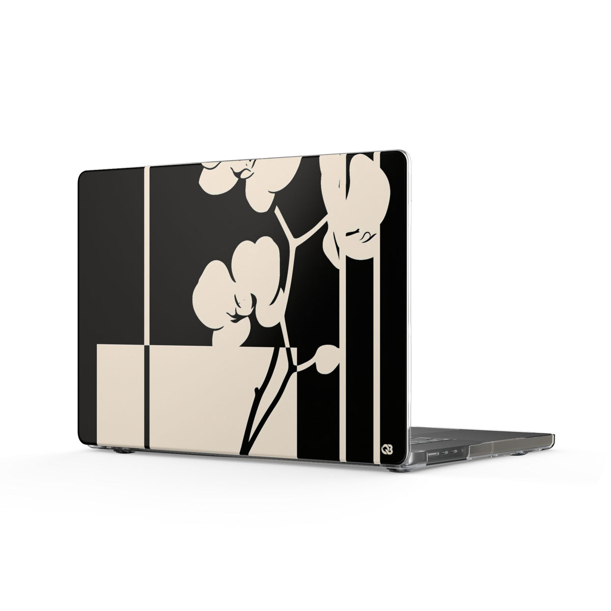 Geometric Orchid Bloom · Clear Hard Case for MacBook · Black