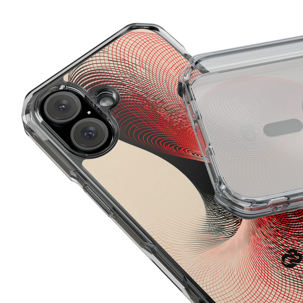 Red Impact MagSafe Phone Case for iPhone - Crimson Grid Vortex