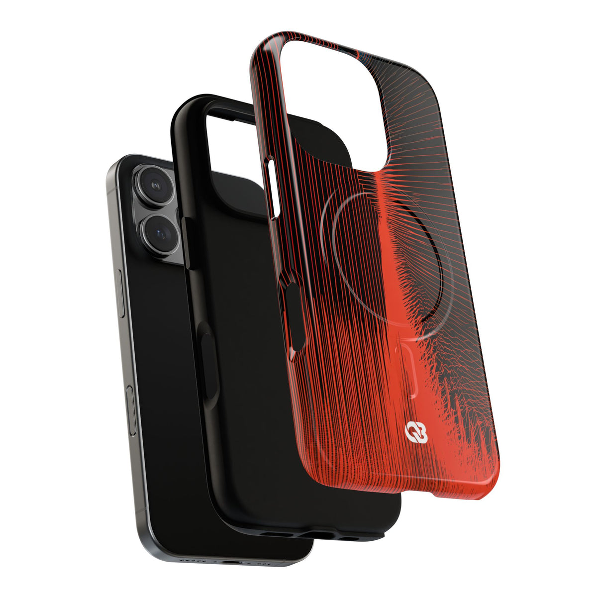 Red Tough 2.0 Magsafe Phone Case for iPhone - Crimson Frequency Pulse
