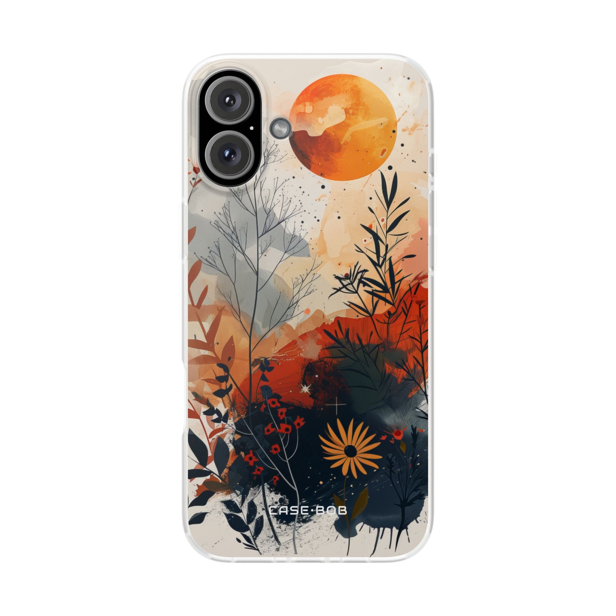 Orange Solstice iPhone 16 Plus Cover - Blød