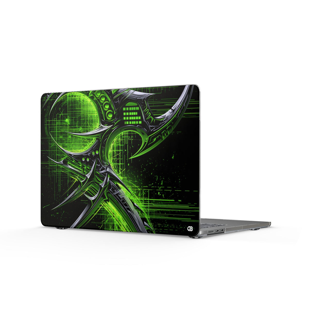 Cyber Sigil Grid · Clear Hard Case for MacBook · Green