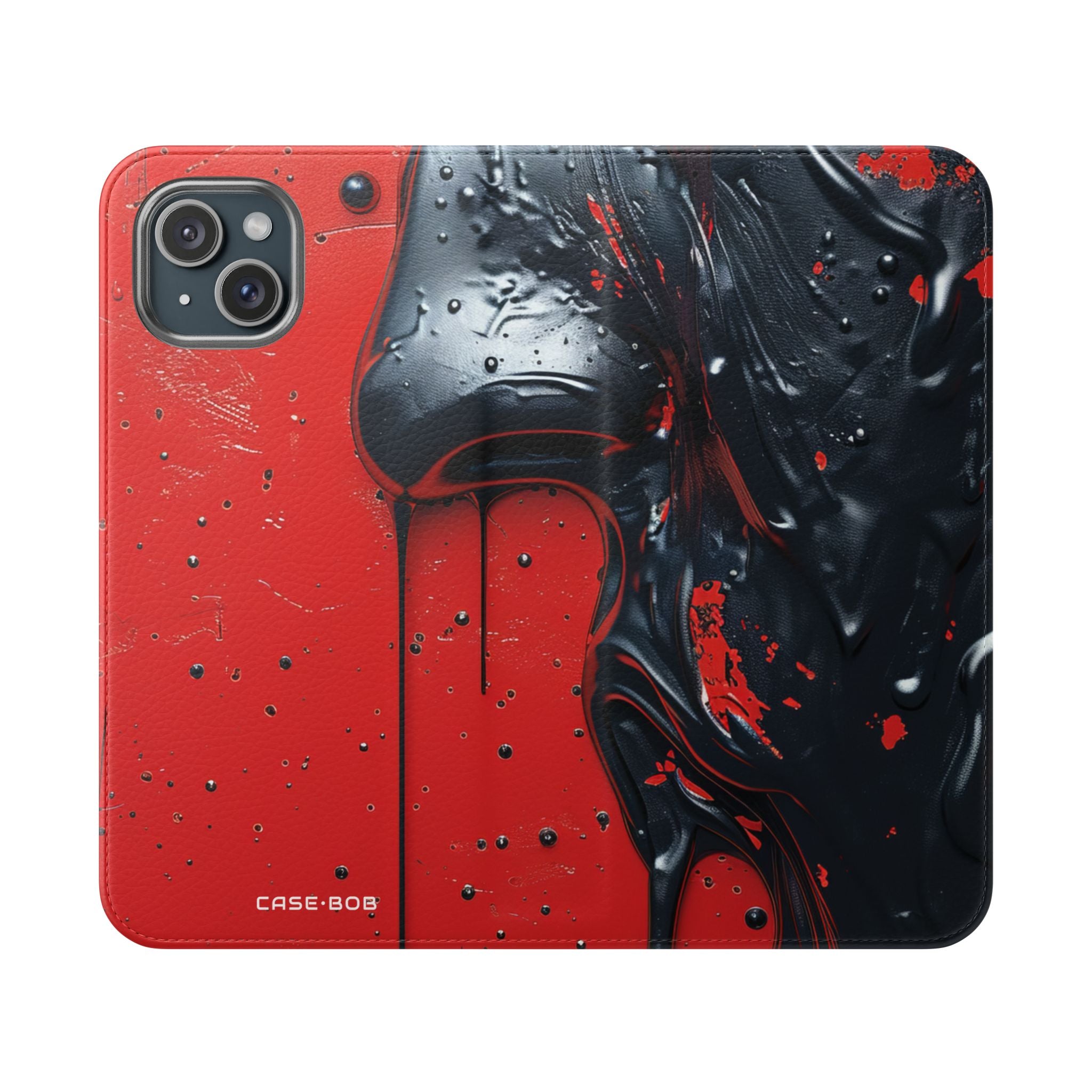 Glossy Black Face - iPhone 15 Plus Case - Wallet