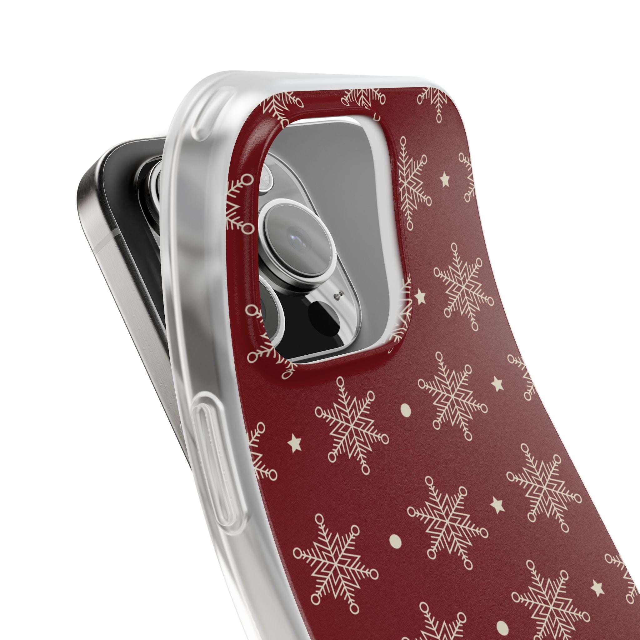 Creme Schneeflocke Crimson iPhone 16 Pro Case - Soft