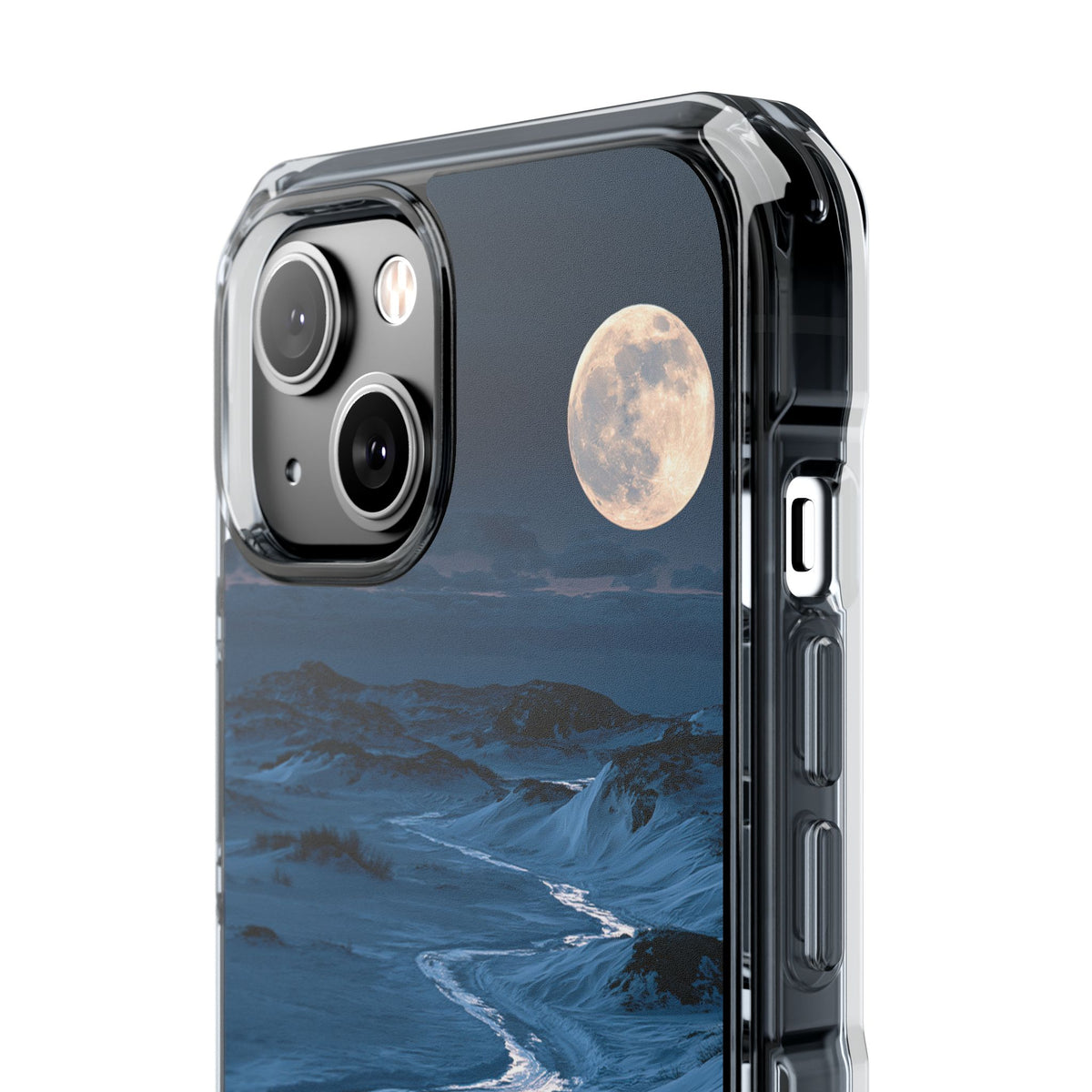 Arctic Moon Drift · Clear Impact Magnetic Phone Case for iPhone · Blue